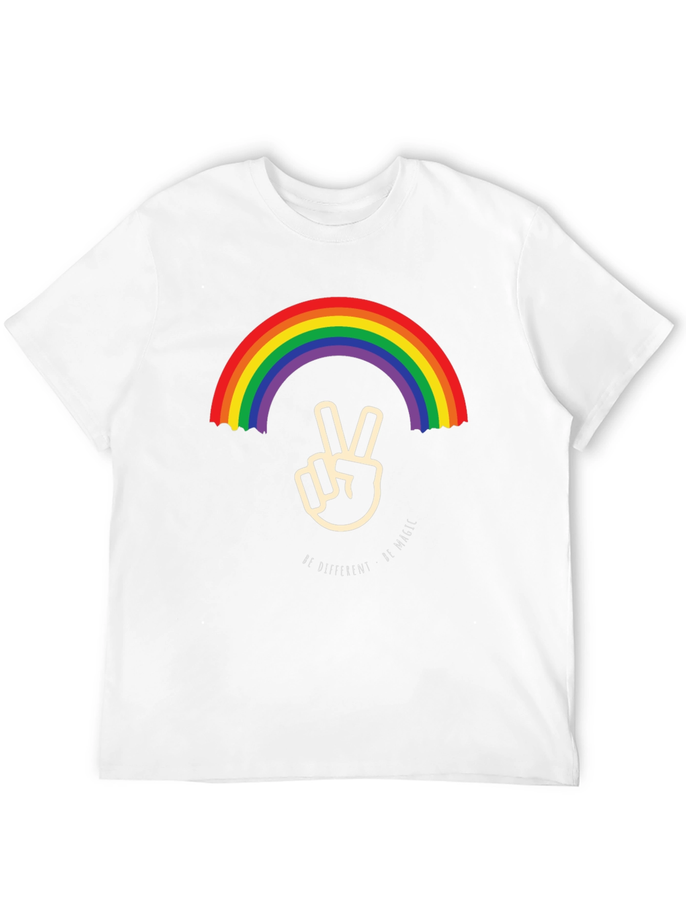Black Rainbow Peace Sign Graphic Tee - Be Different, Be Magic view 12