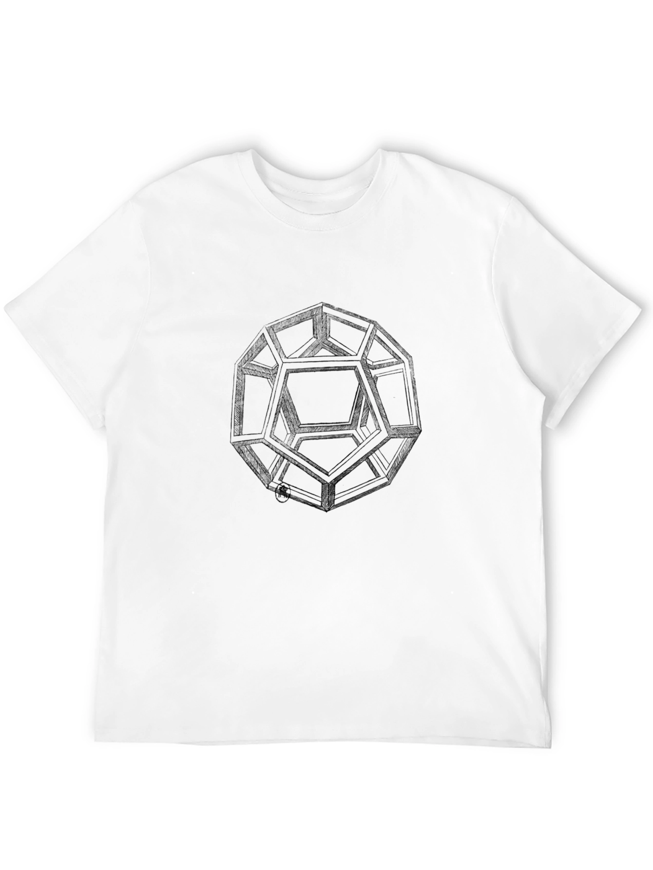 Black Geometric Sketch Tee - Minimalist Black T-Shirt view 12