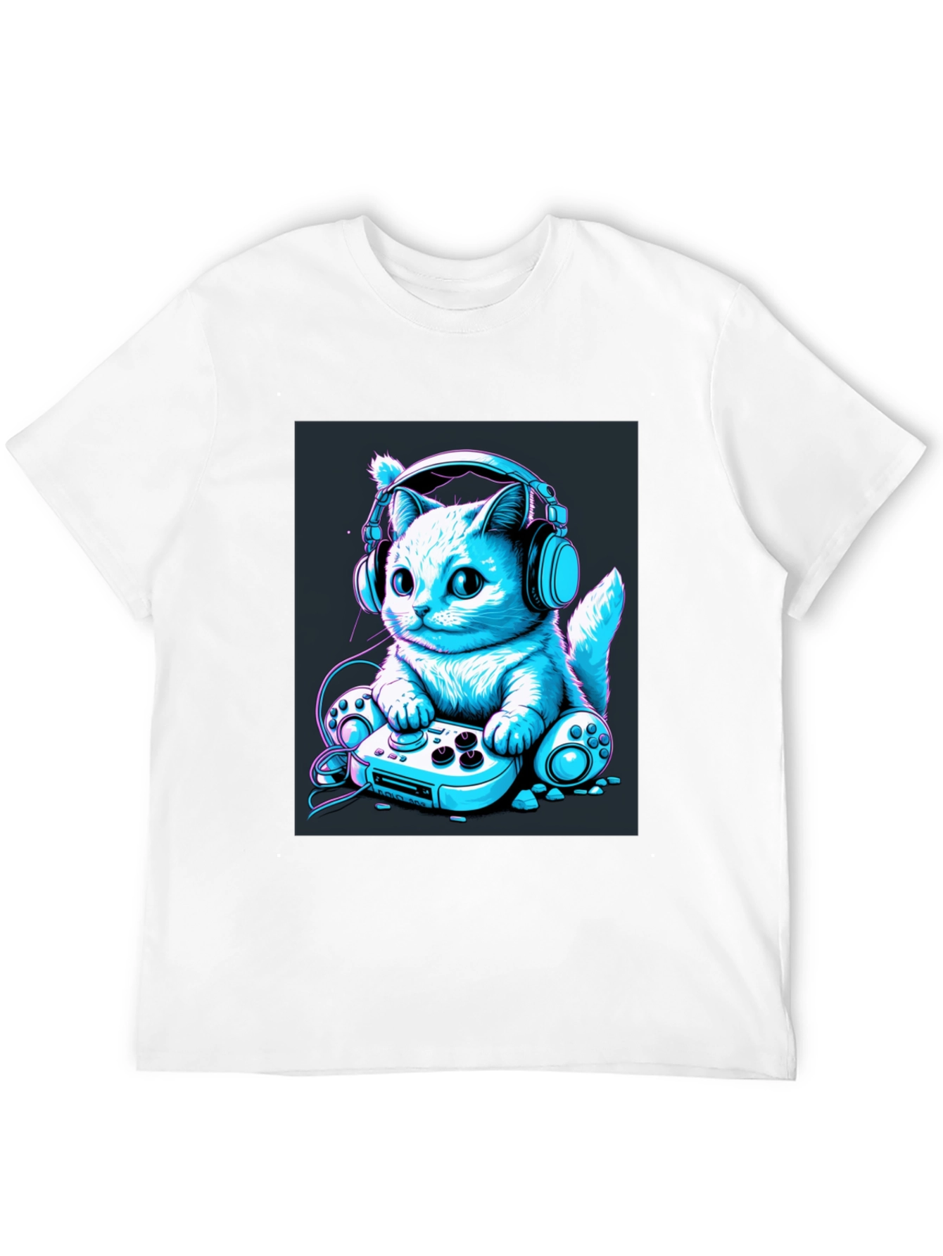 Black Gamer Cat Tee - Cool Graphic T-Shirt view 12