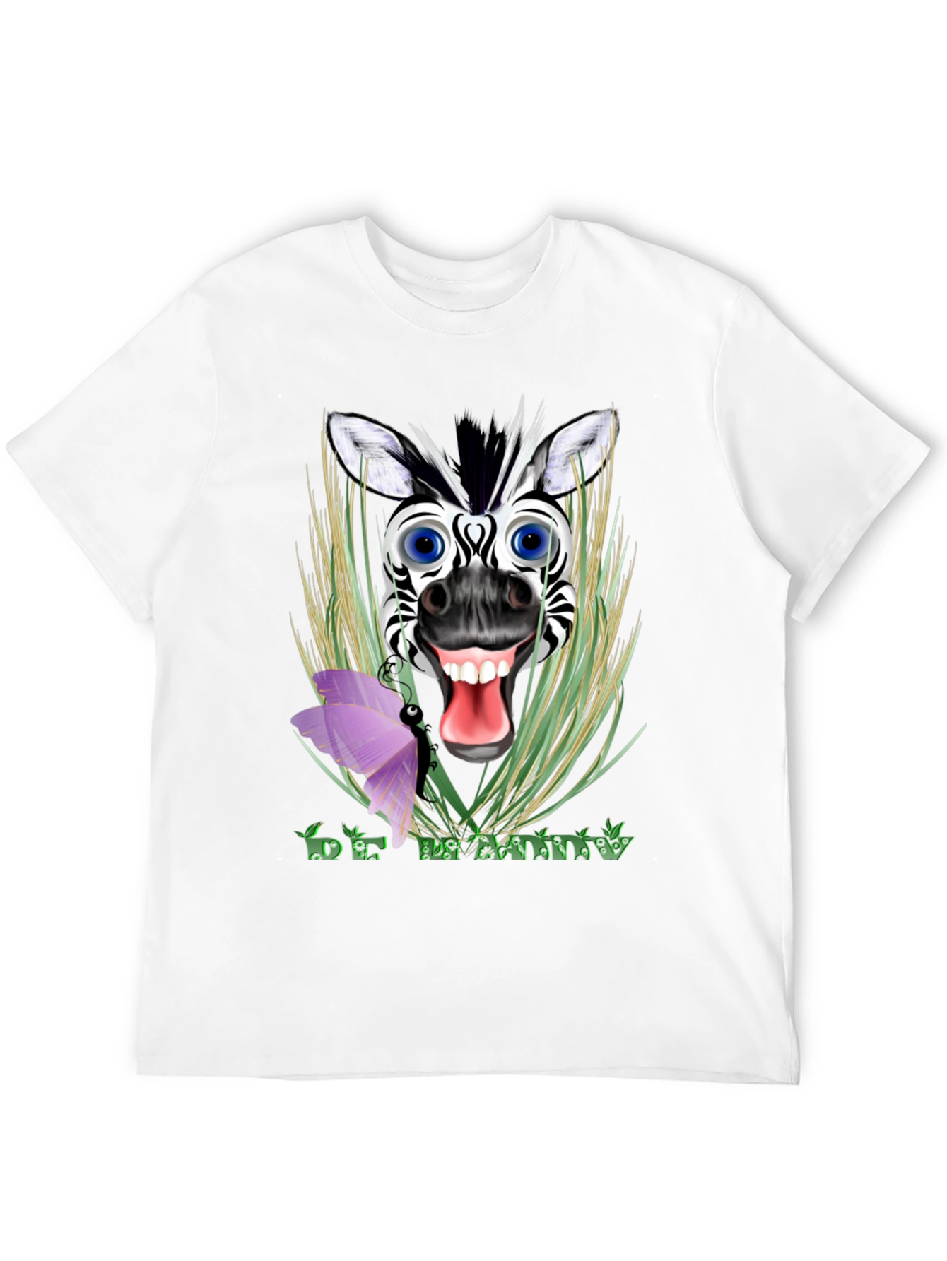 Black Be Happy Zebra Graphic Tee view 12