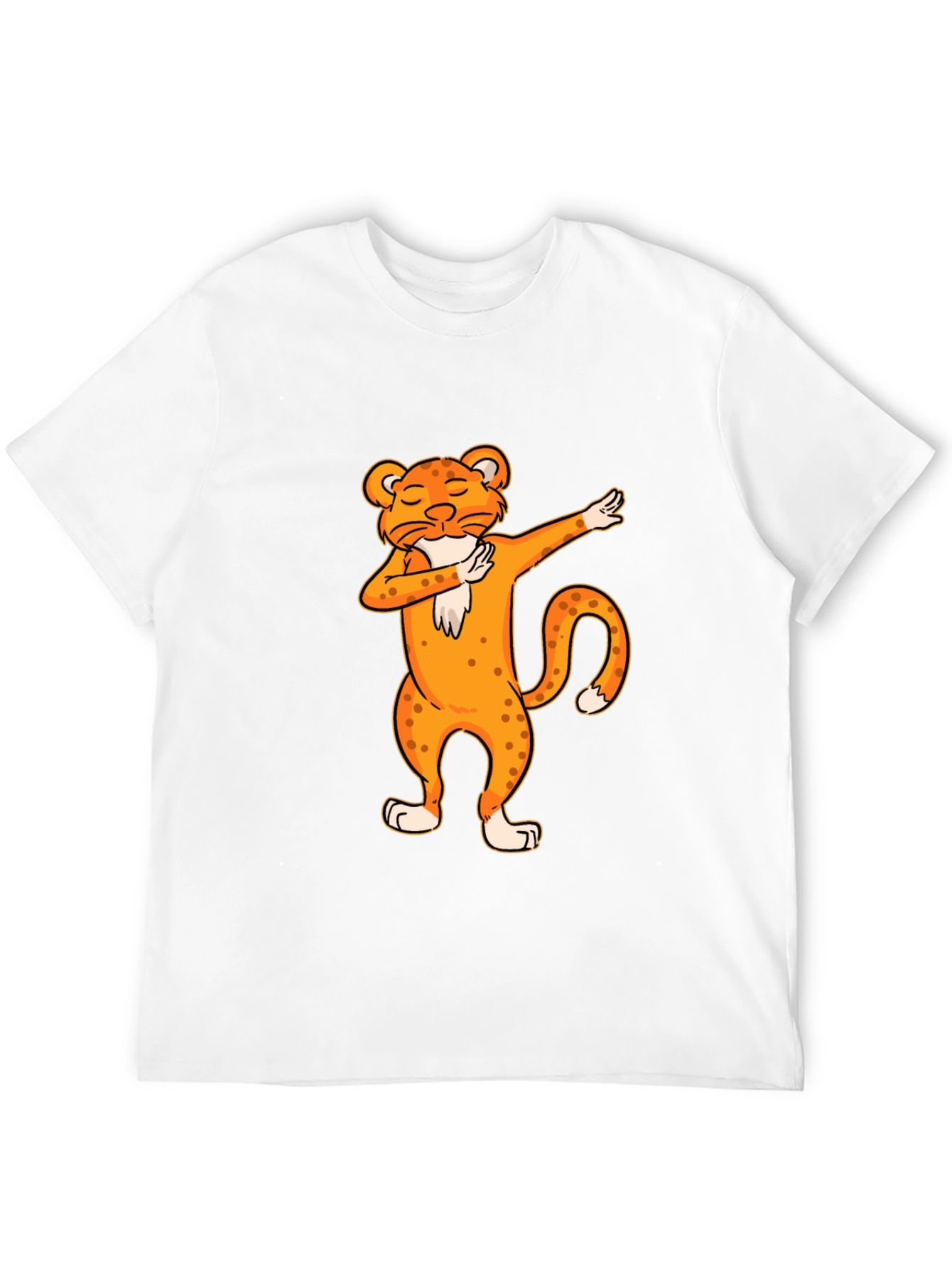 Black Dabbing Leopard Graphic Tee - Cool Novelty T-Shirt view 12