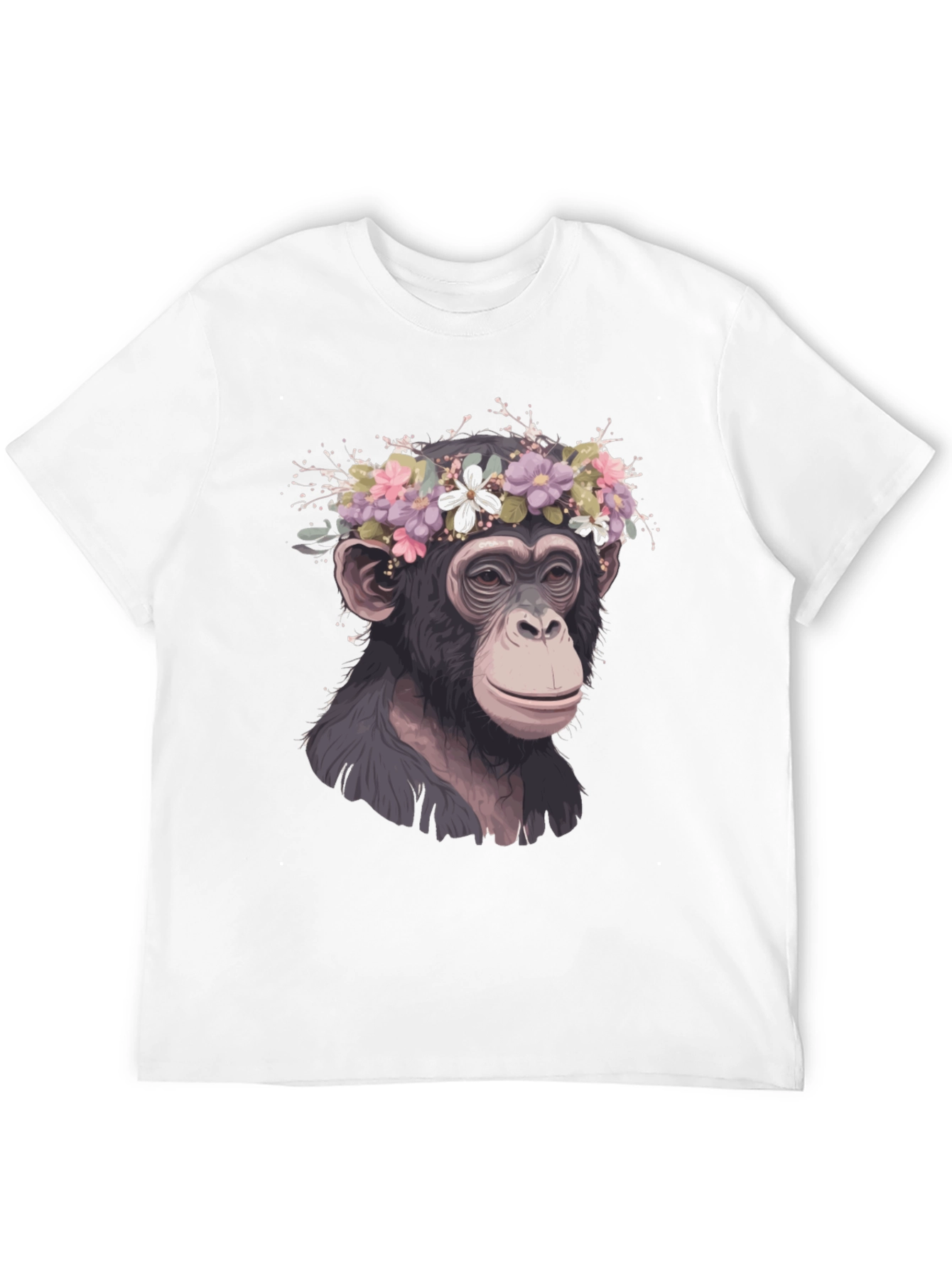 Black Monkey Flower Crown T-Shirt - Artistic Animal Tee view 12