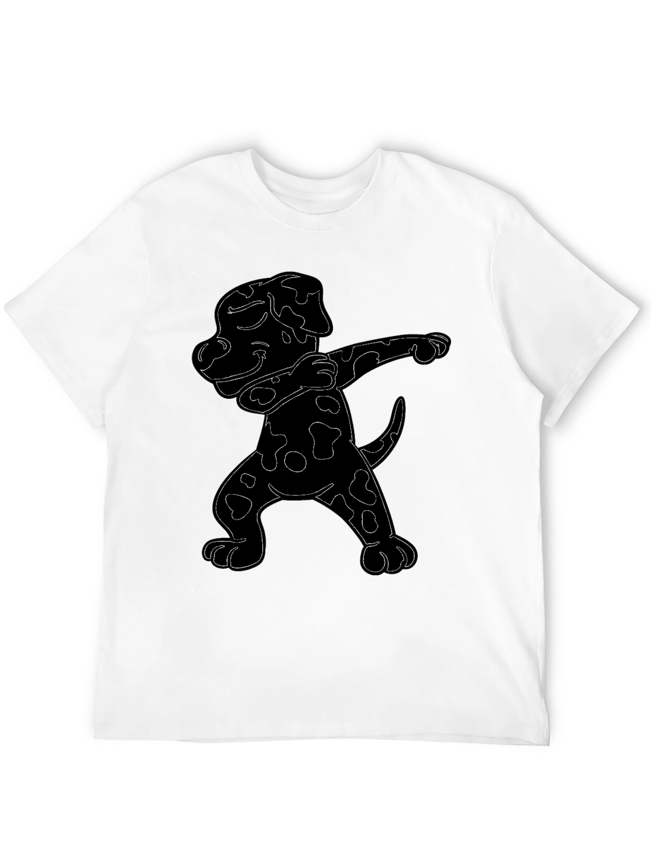 Black Dabbing Dalmatian Graphic Tee - Black Cotton T-Shirt view 12