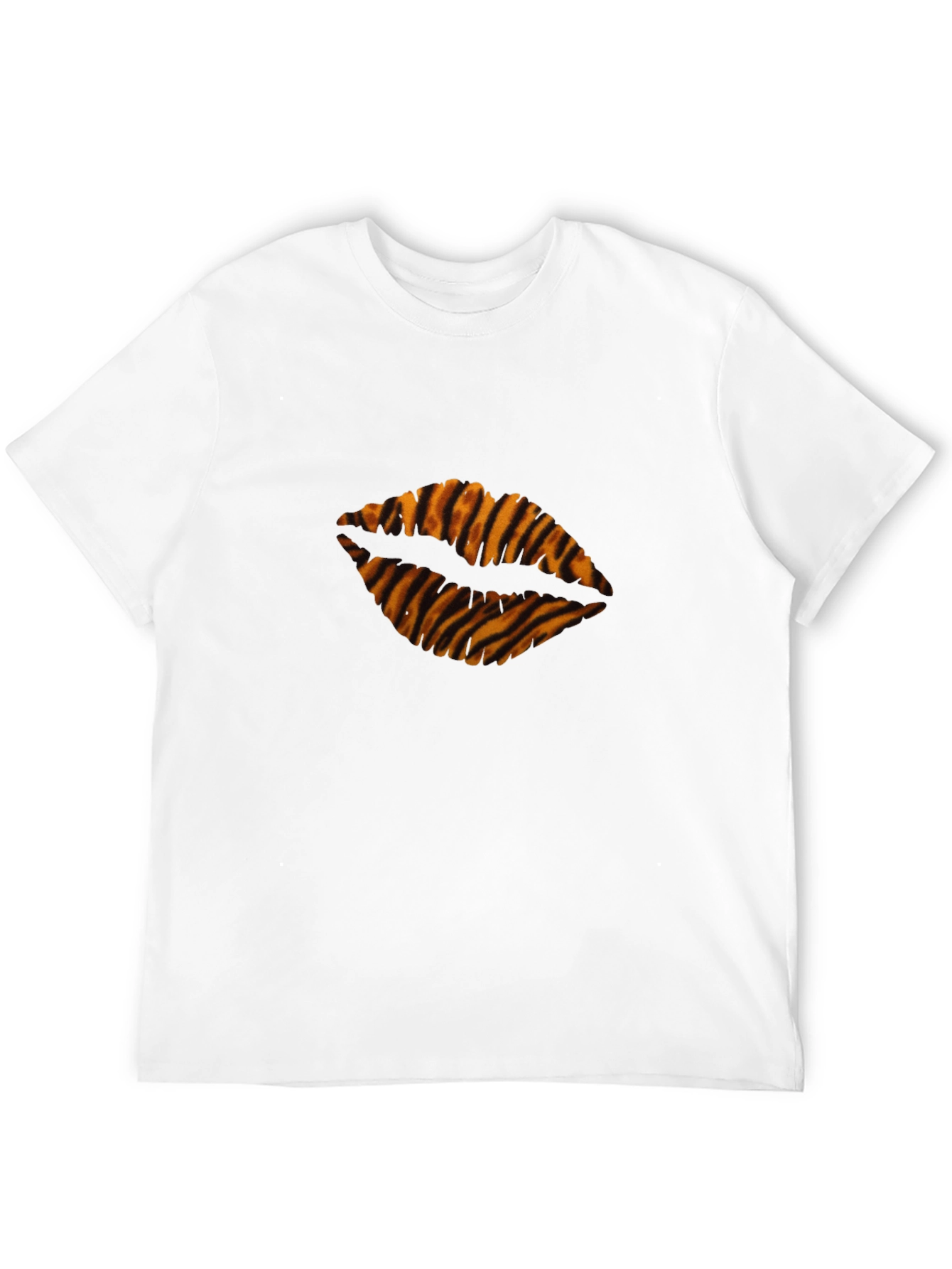 Black Tiger Stripe Lips Black T-Shirt view 12