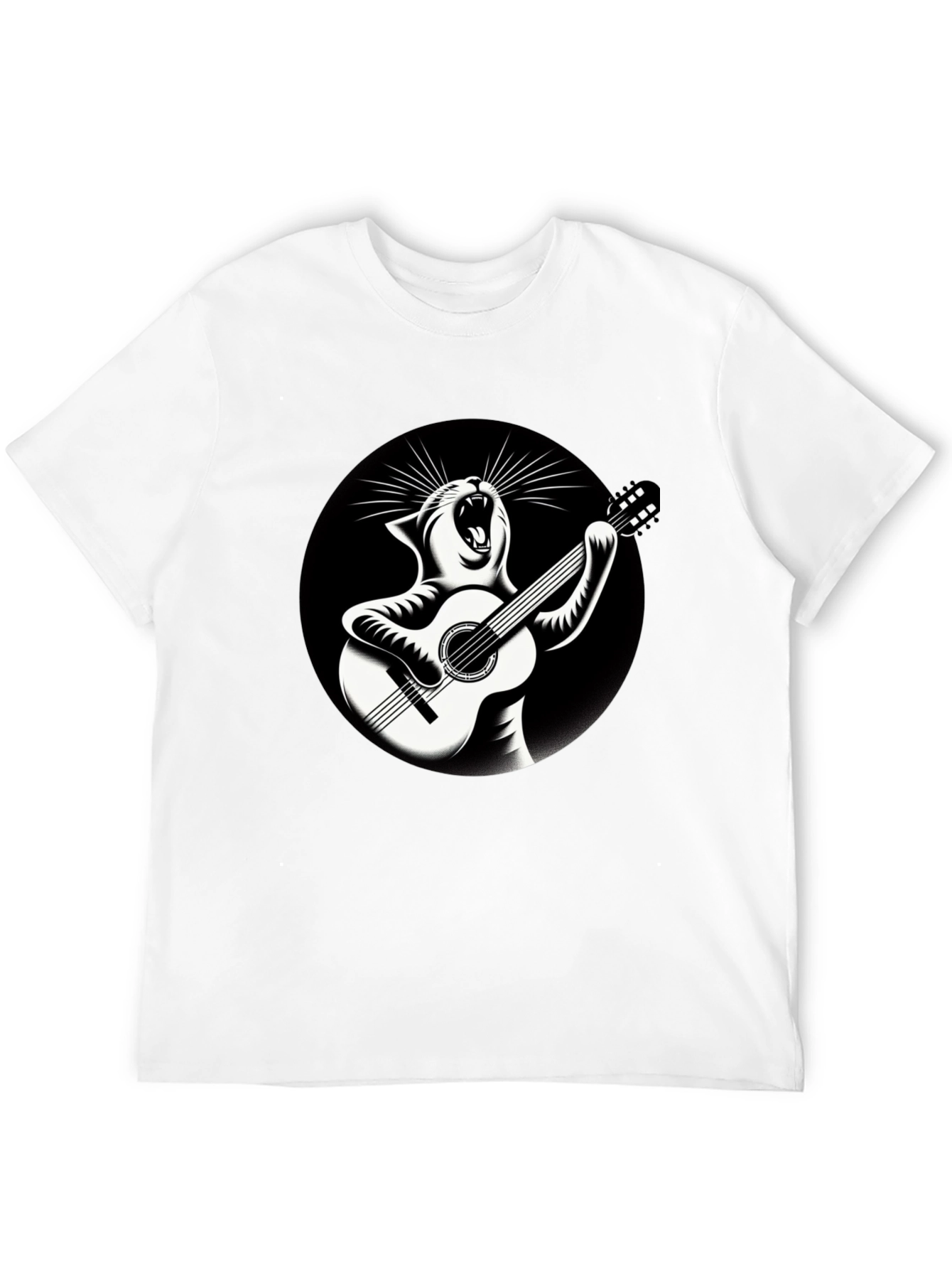 Black Cat Playing Guitar Graphic T-Shirt view 12