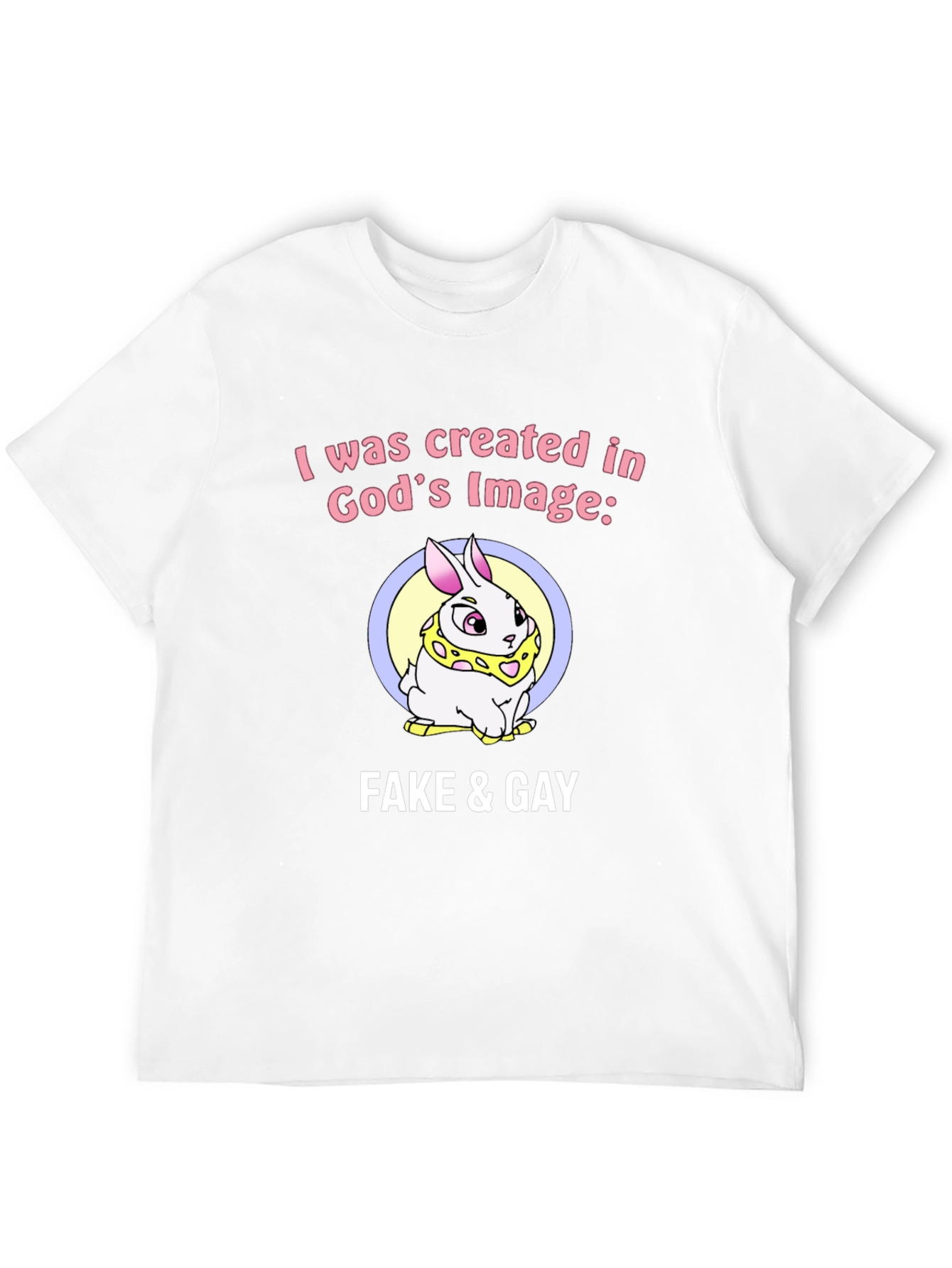 Black Funny Graphic Tee - "Fake & Gay" Bunny T-Shirt view 12