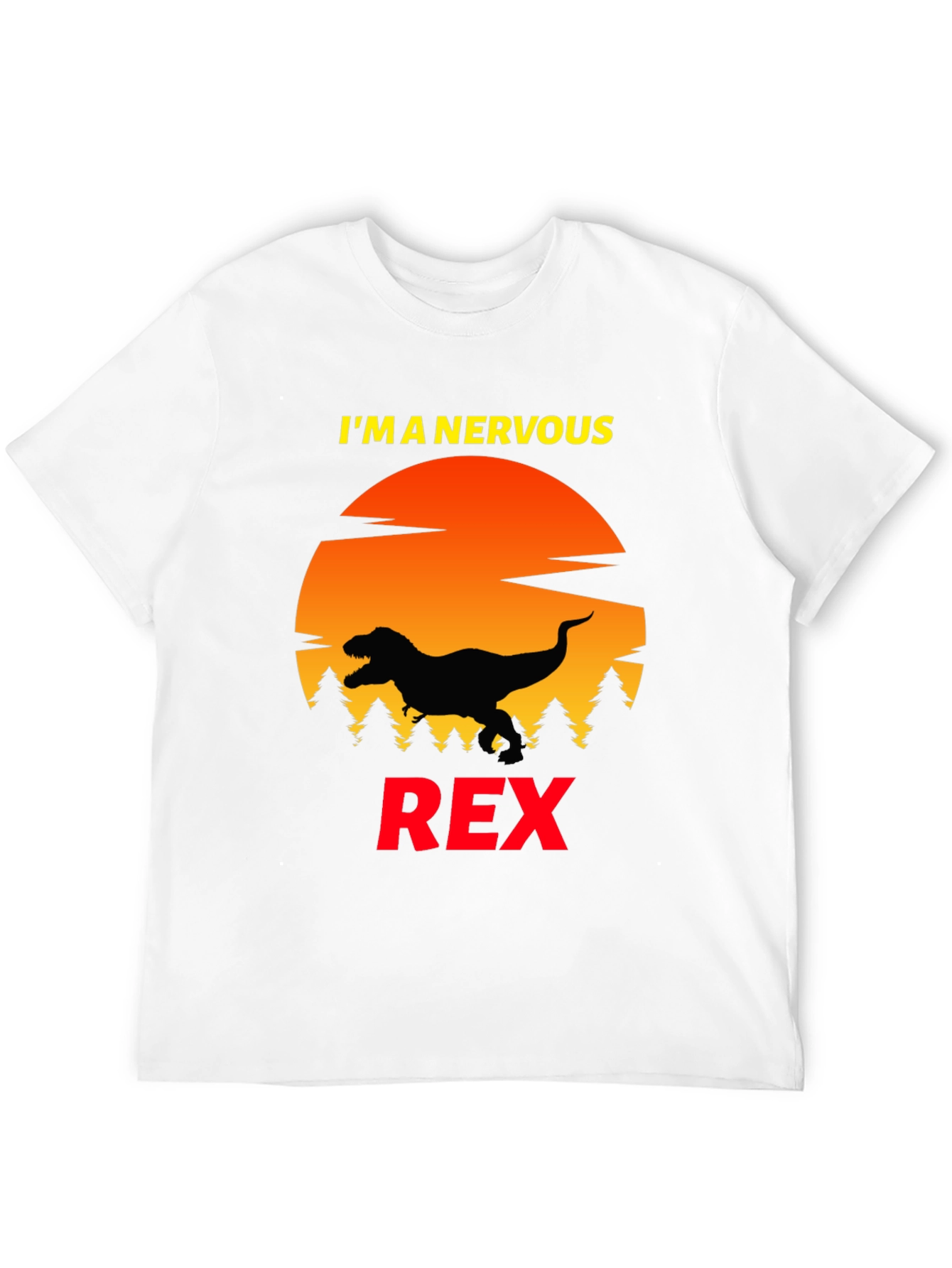 Black Nervous Rex T-Shirt - Funny Dinosaur Tee view 12