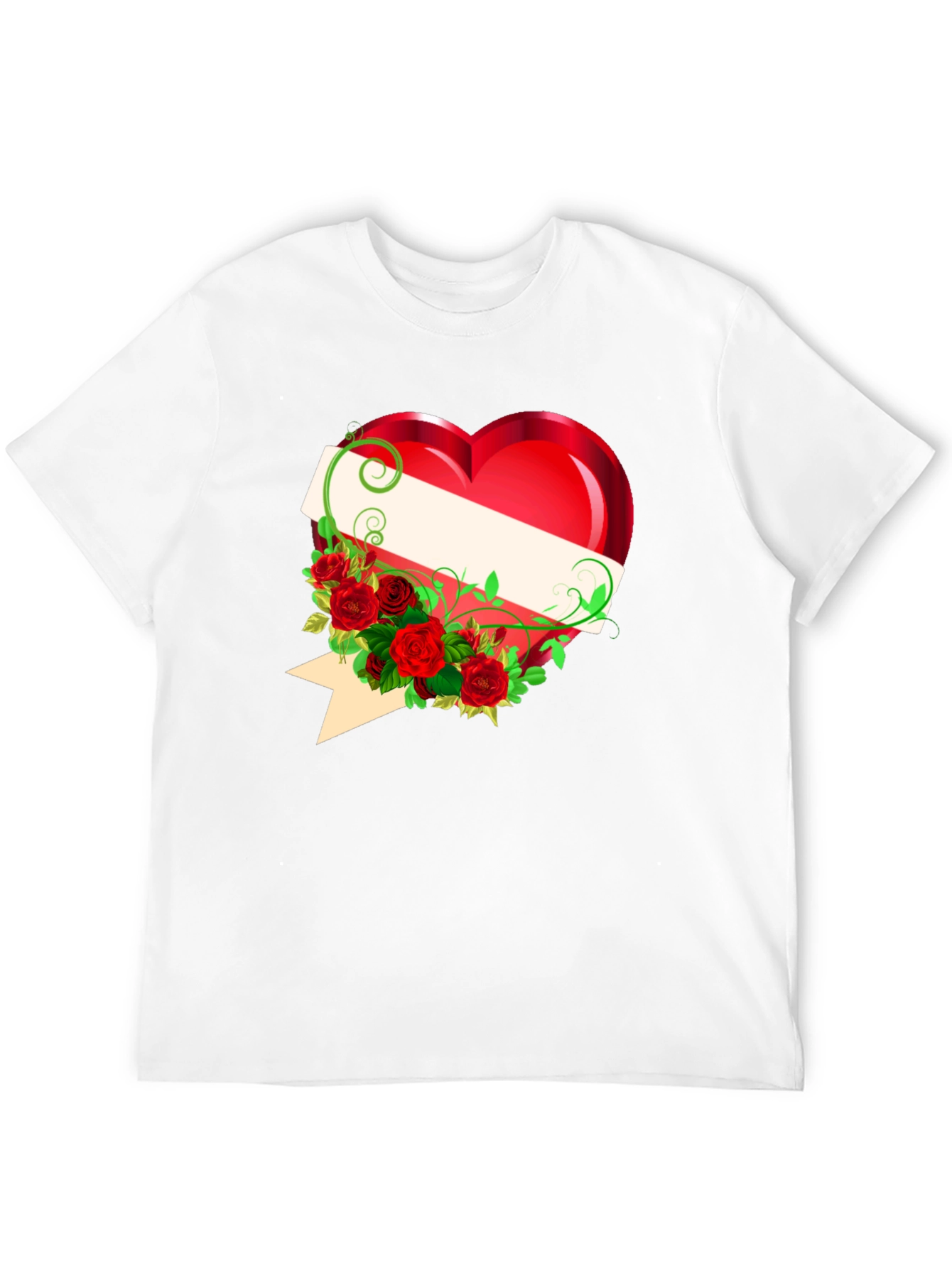 Black Heart & Roses Graphic Tee - Romantic Design T-Shirt view 12