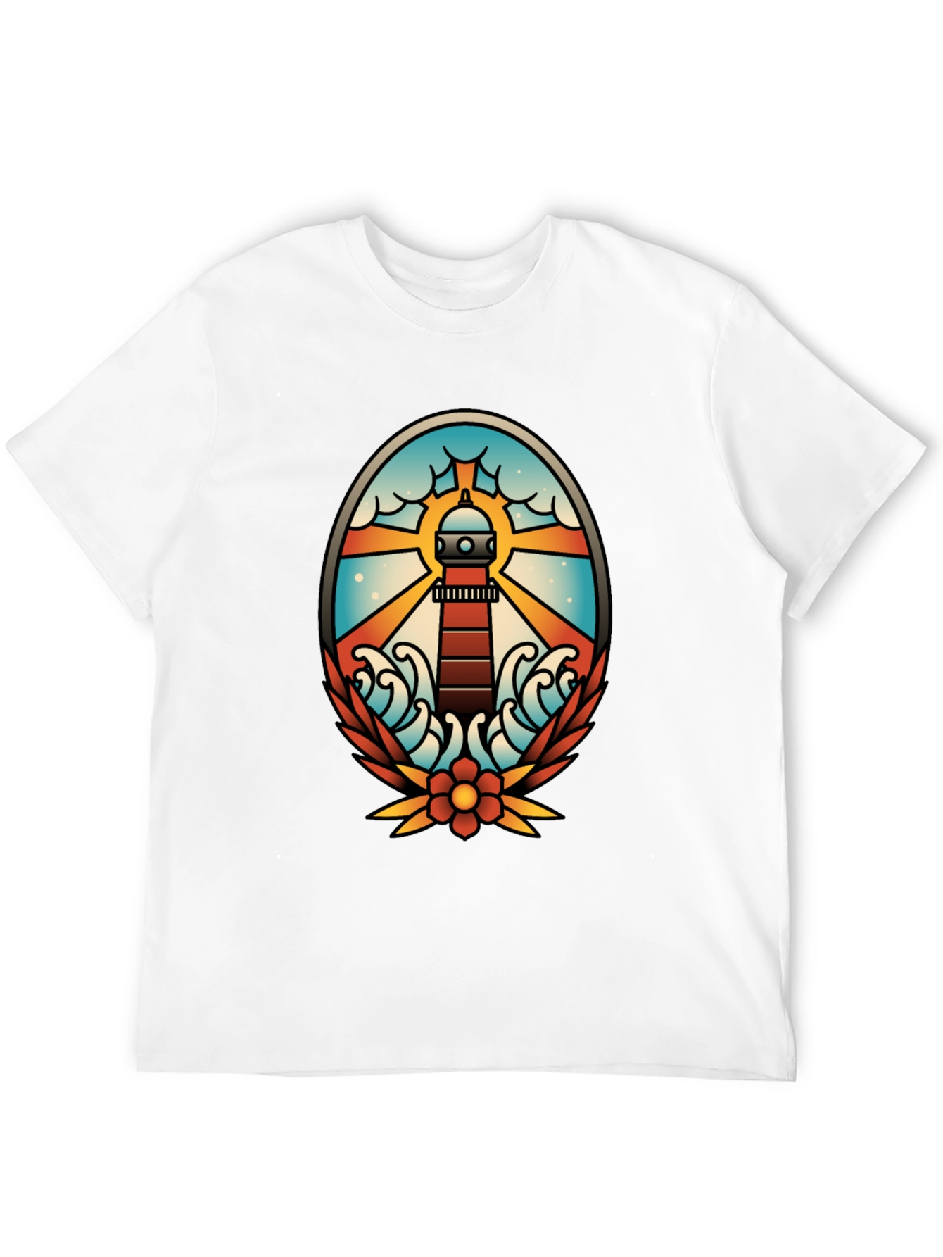 Black Lighthouse Tattoo Graphic T-Shirt - Black view 12