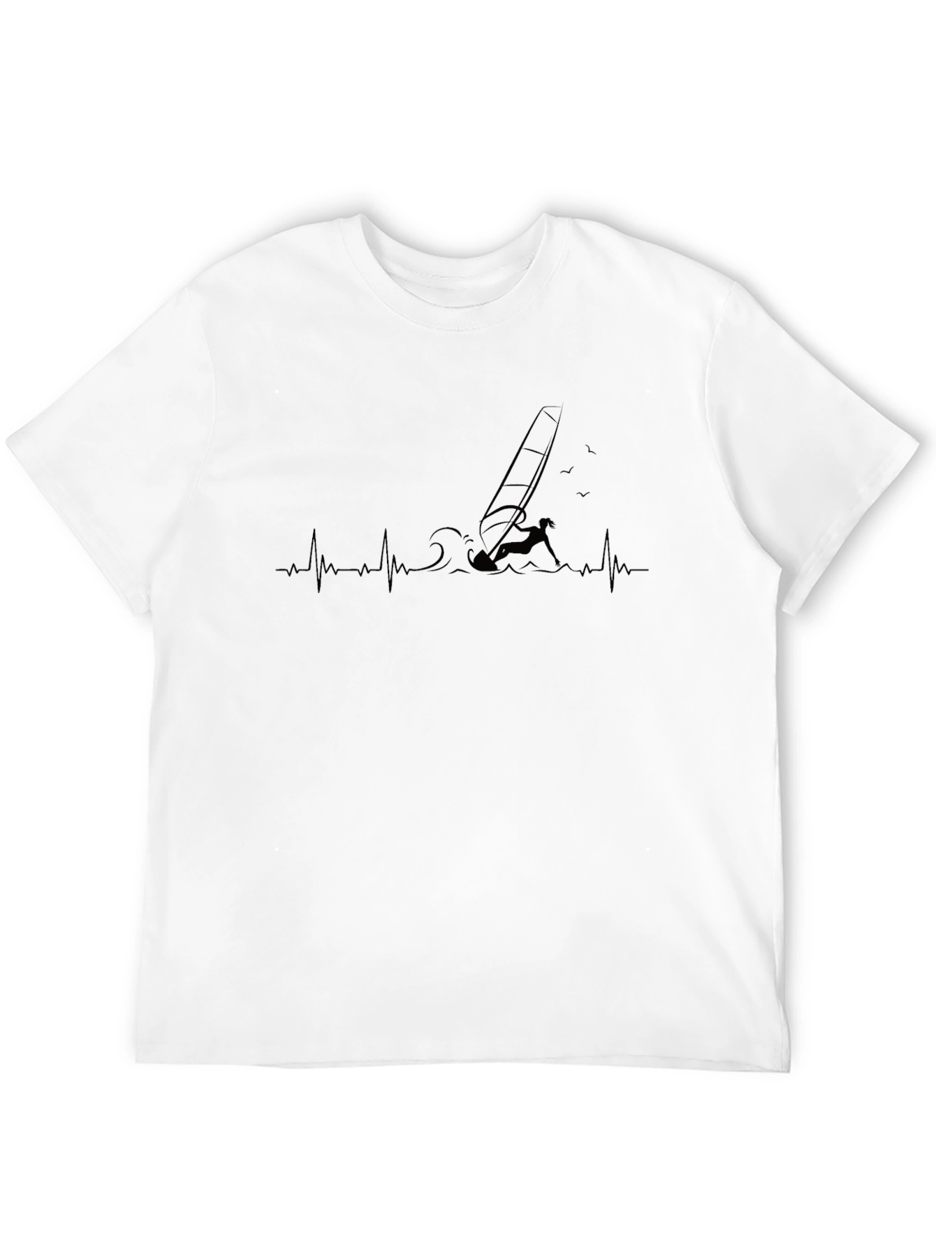 Black Windsurfing Heartbeat T-Shirt - Black view 12
