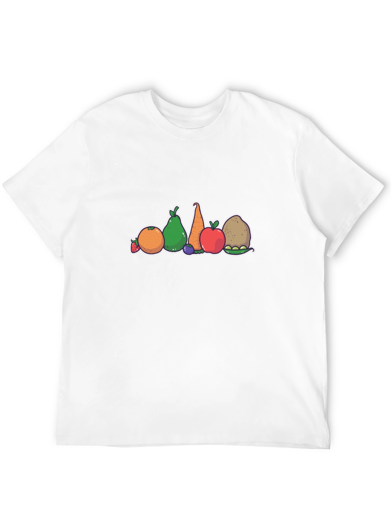 Black Fun Cartoon Fruit & Vegetable Graphic T-Shirt view 12
