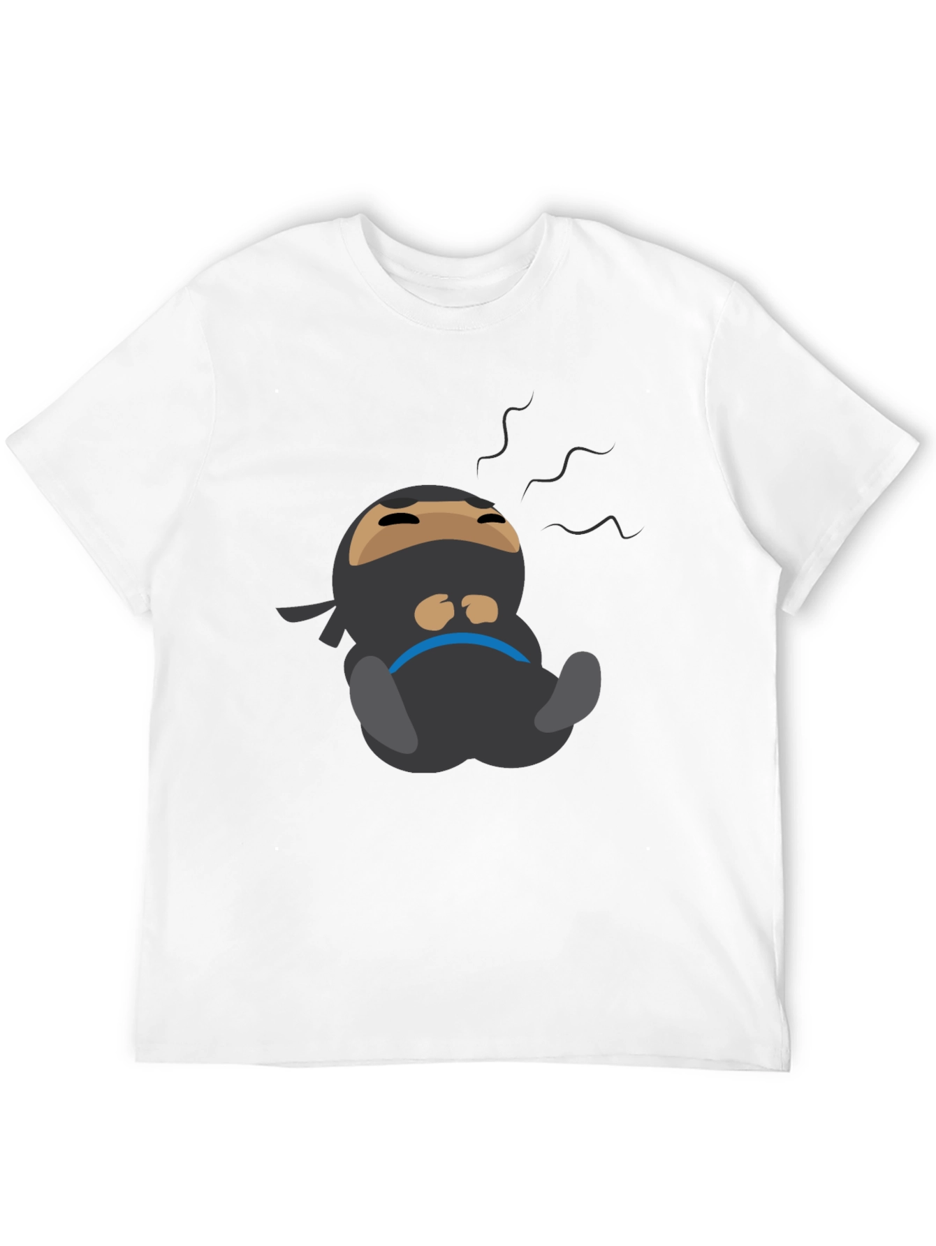 Black Lazy Ninja Cartoon T-Shirt - Men's Black Tee view 12