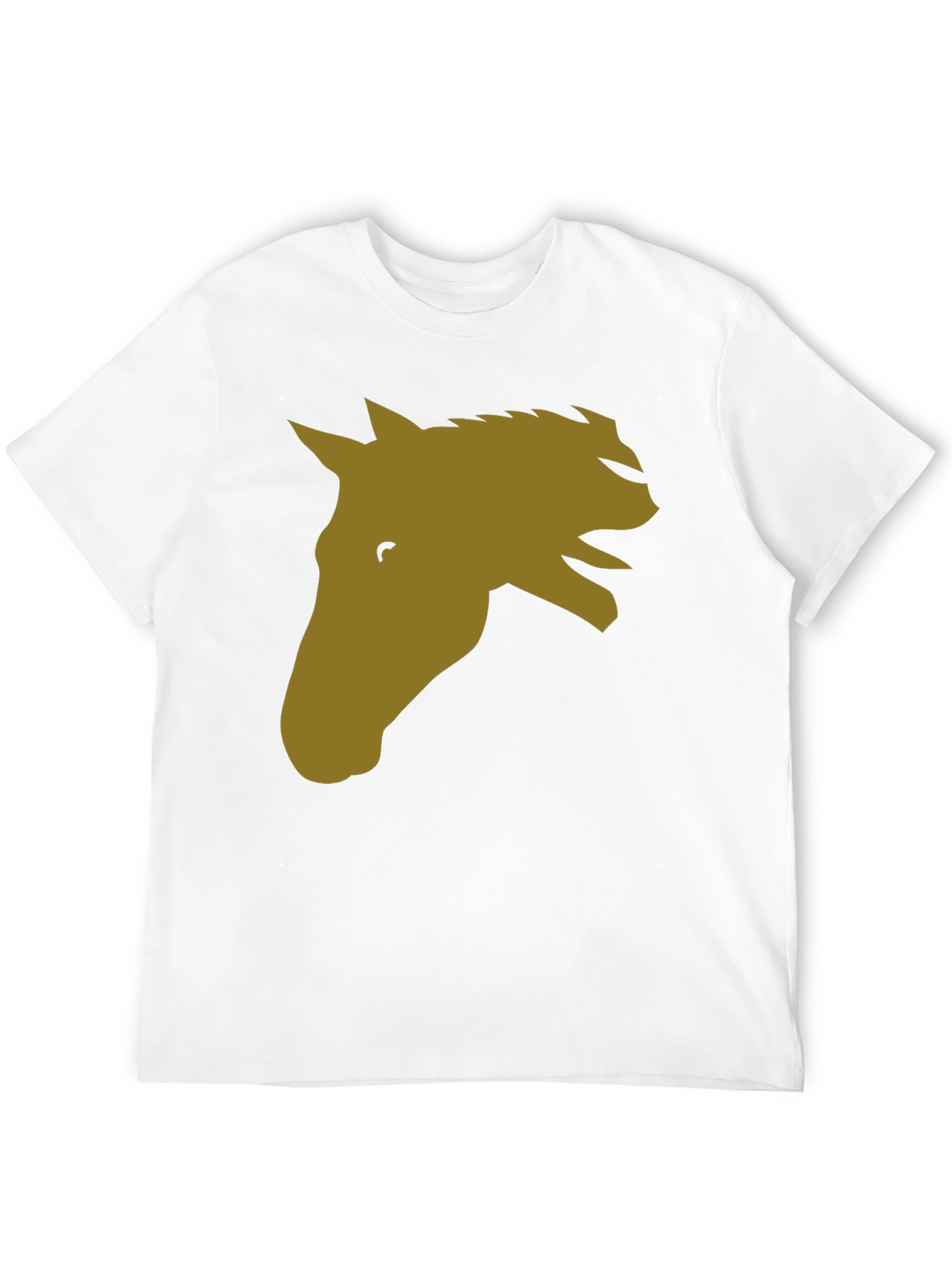Black Horse Head Graphic Tee - Black Cotton Blend Casual T-Shirt view 12