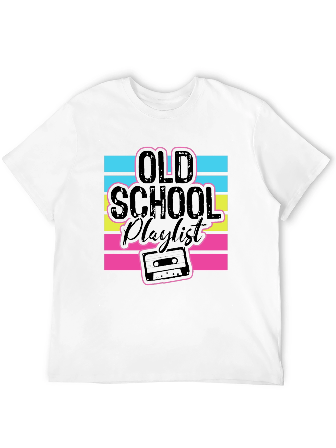 Black Old School Playlist Graphic T-Shirt view 12