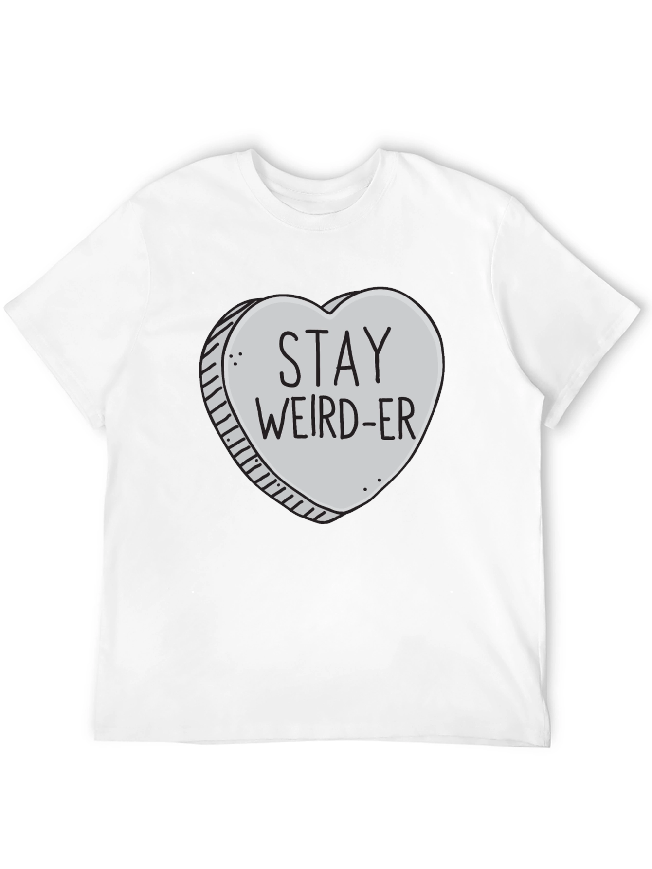 Black Stay Weird-er Heart Graphic Black T-Shirt view 12