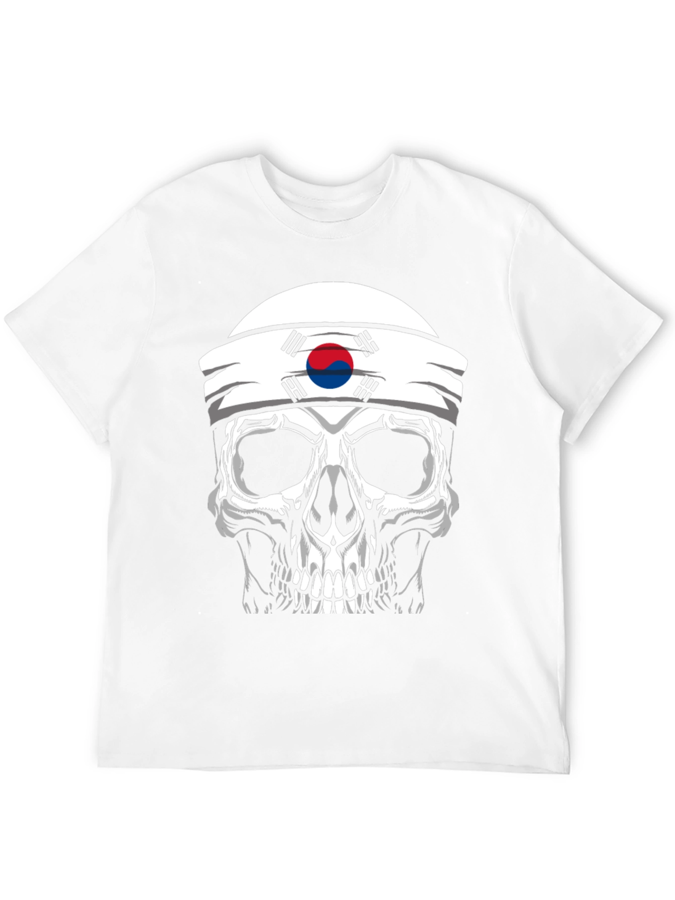 Black Skull Korea Flag Headband Men's Black T-Shirt view 12