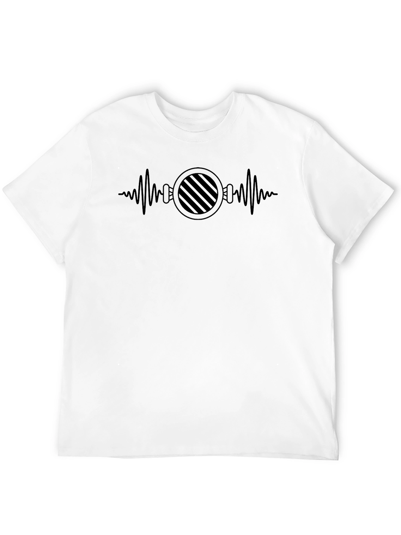 Black Men's Black Graphic Tee - Sound Wave Barber Design view 12