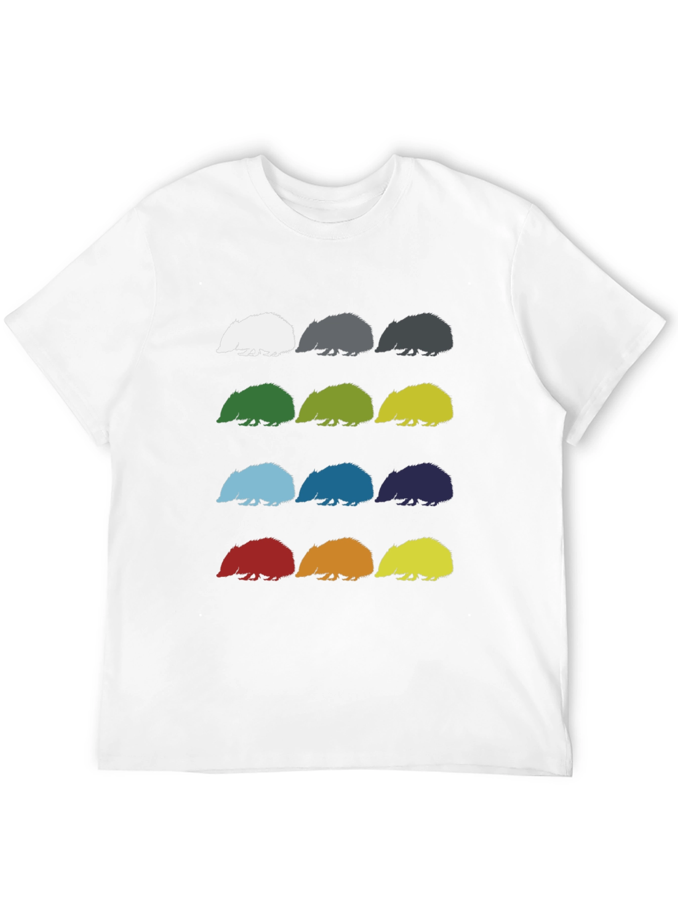 Black Colorful Hedgehog Pattern Graphic Tee - Black Cotton view 12