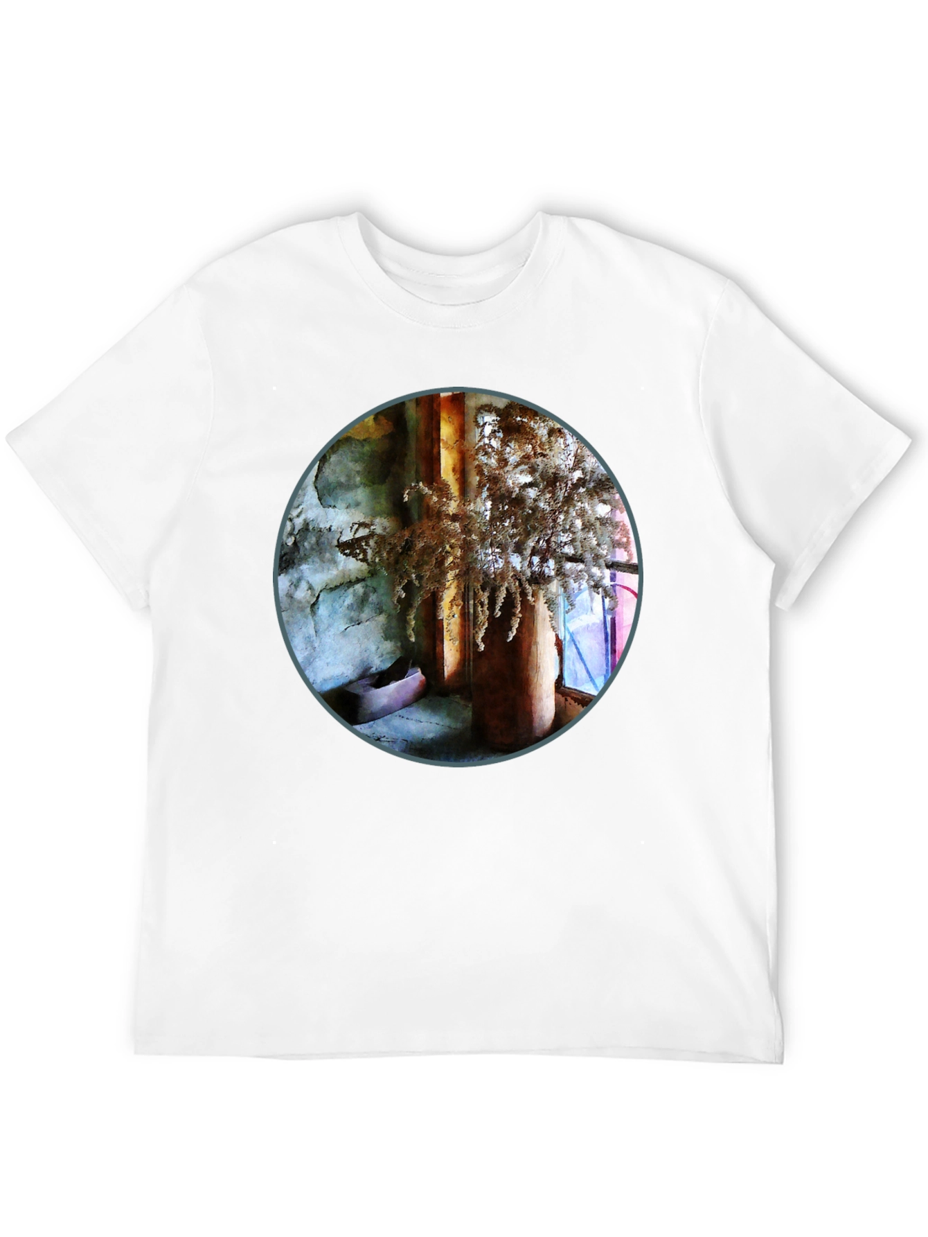 Black Abstract Art Print Crew Neck T-Shirt view 12