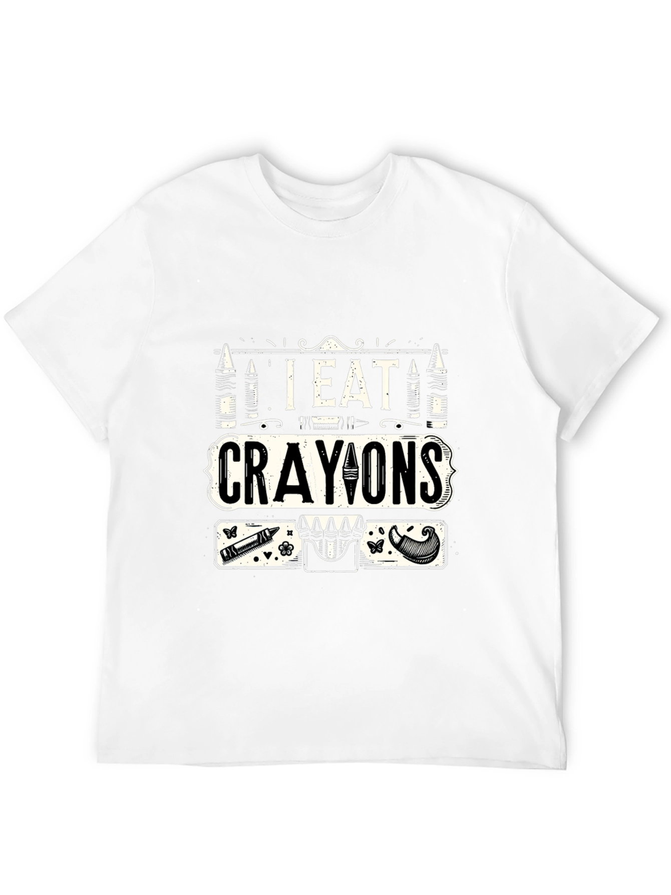 Black I Eat Crayons Graphic T-Shirt - Funny Novelty Tee view 12