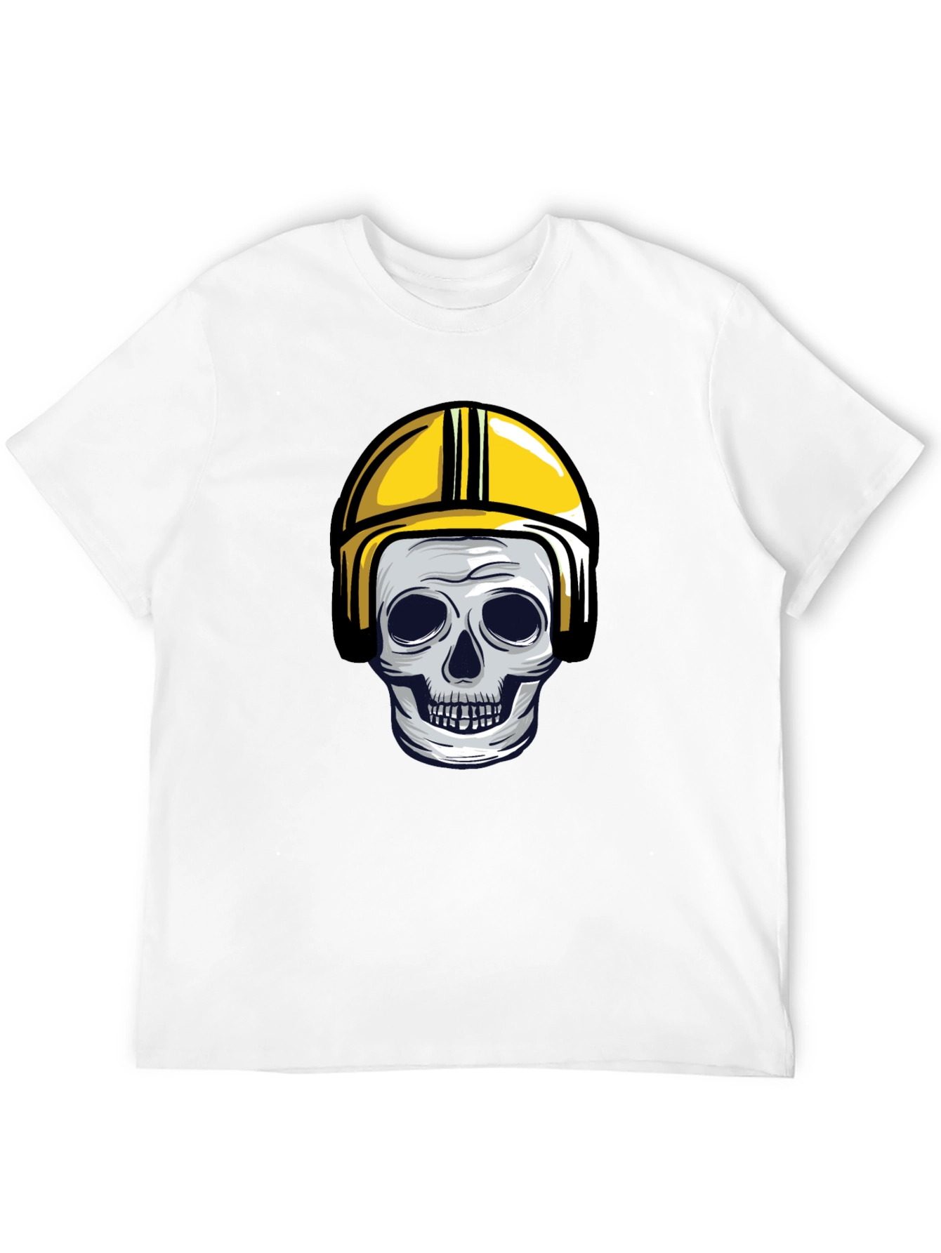 Black Skull in Yellow Helmet Graphic Tee view 12