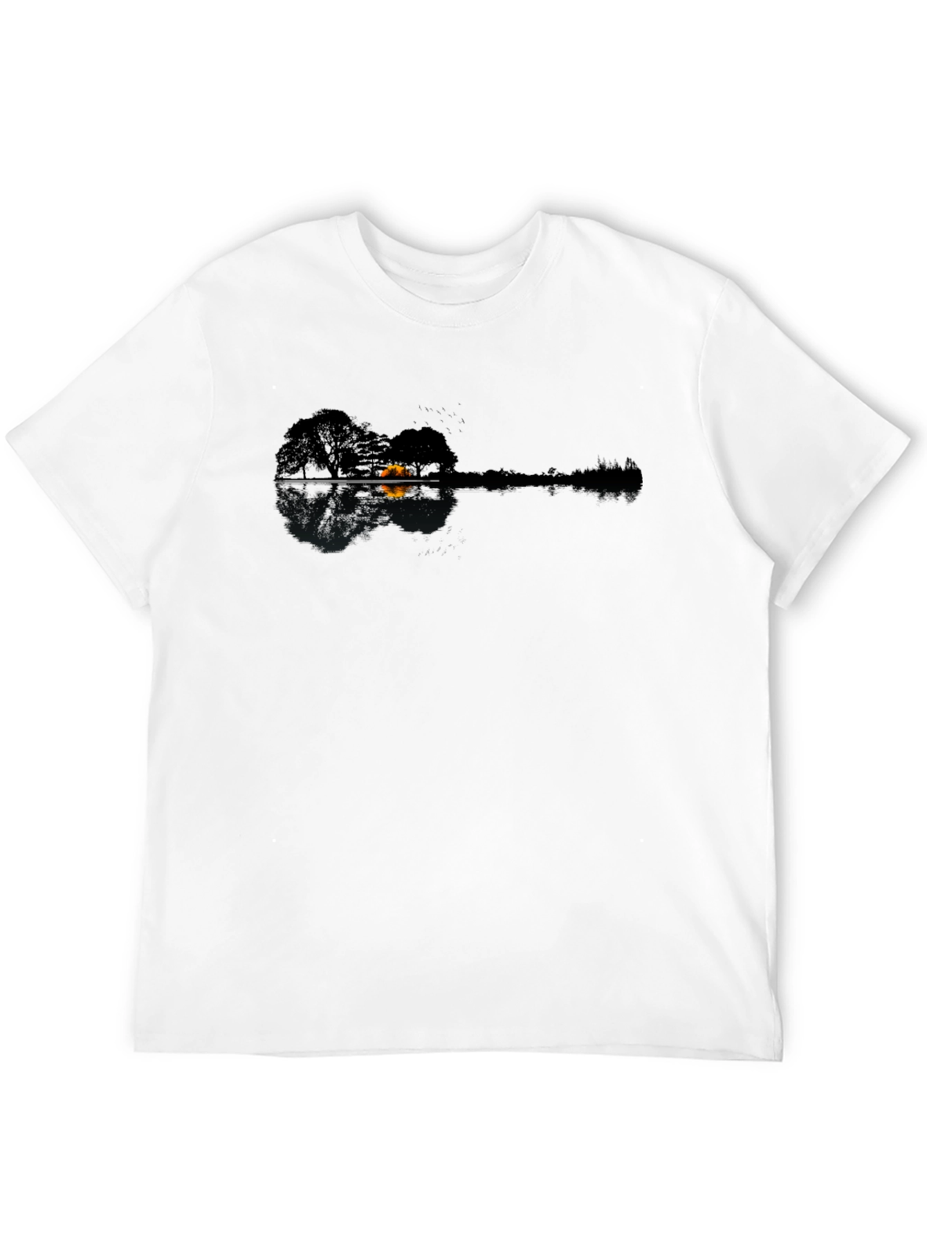 Black Nature Guitar Reflection T-Shirt - Unique Design view 12