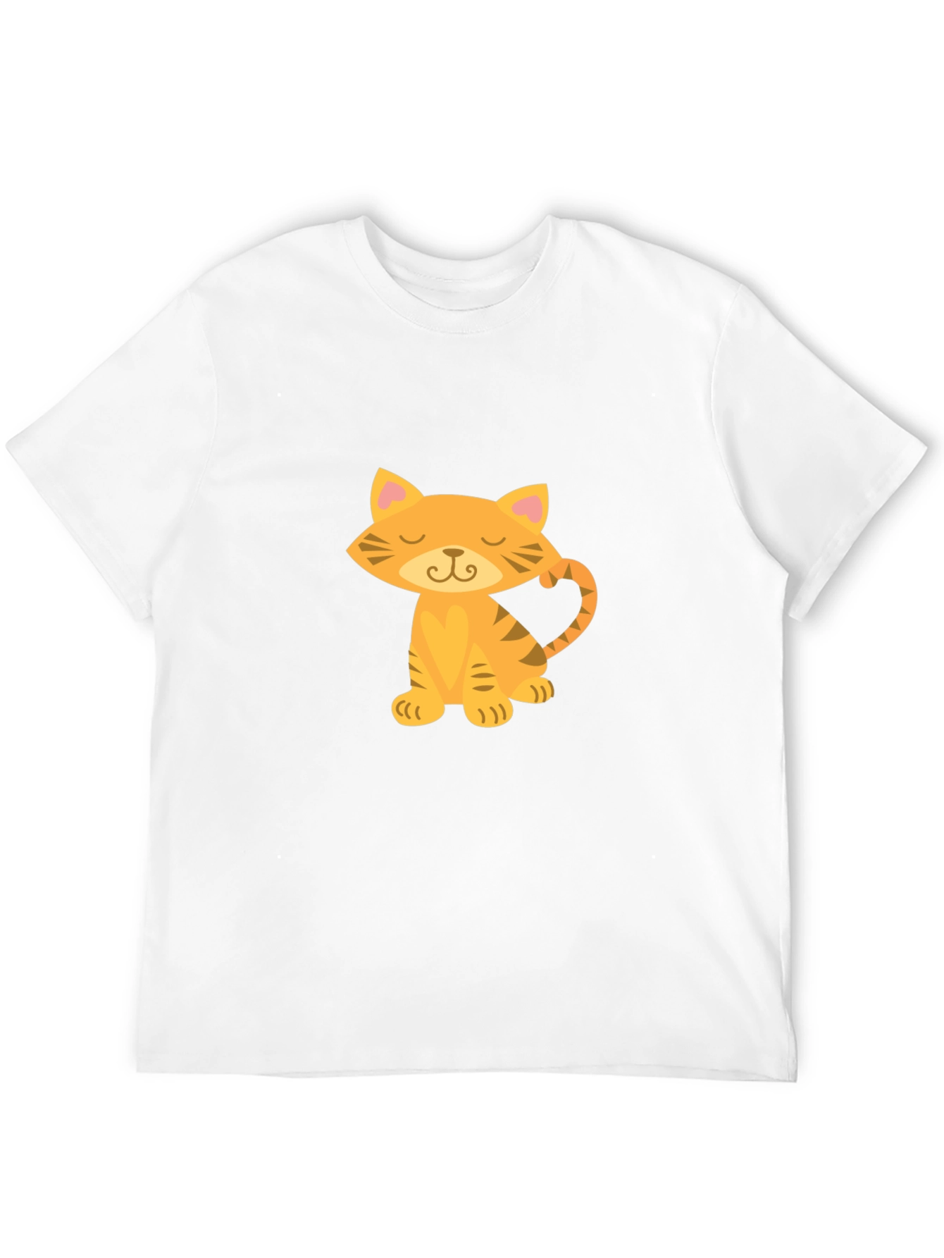 Black Cute Cartoon Cat Graphic Tee - Black Cotton T-Shirt view 12