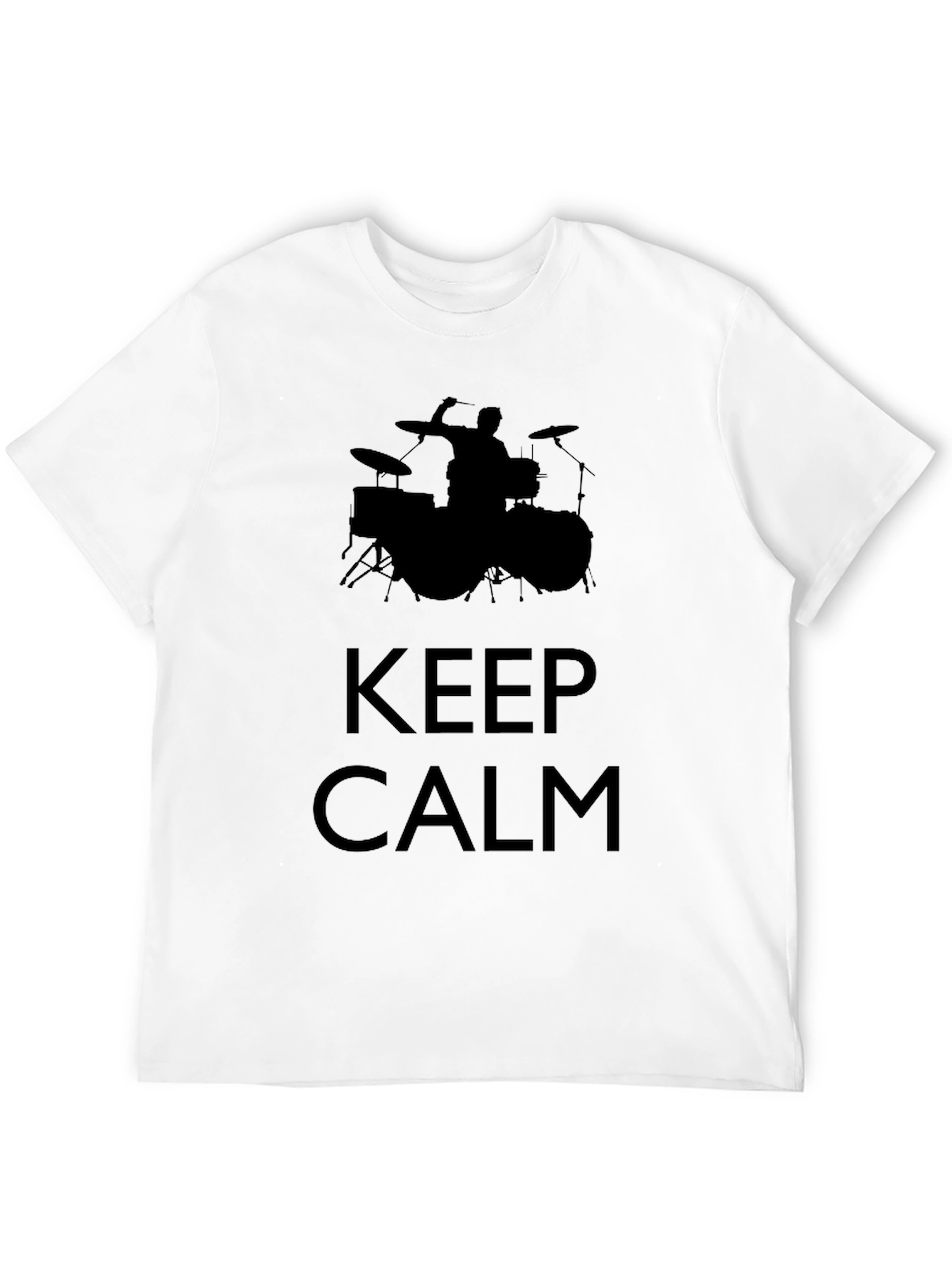 Black Keep Calm Drummer T-Shirt - Men's Black Crew Neck Tee view 12