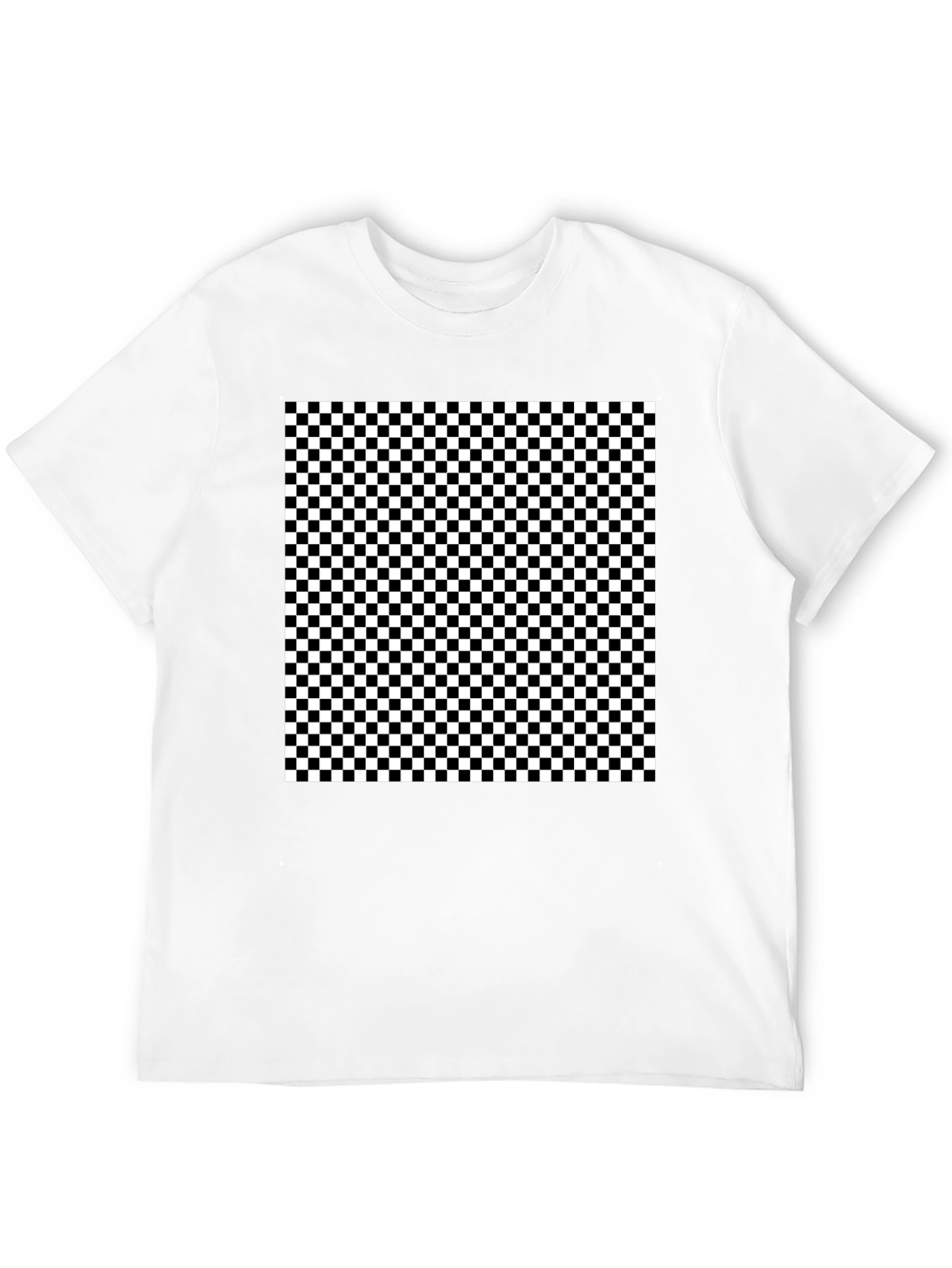 Black Checkered Pattern Black T-Shirt view 12