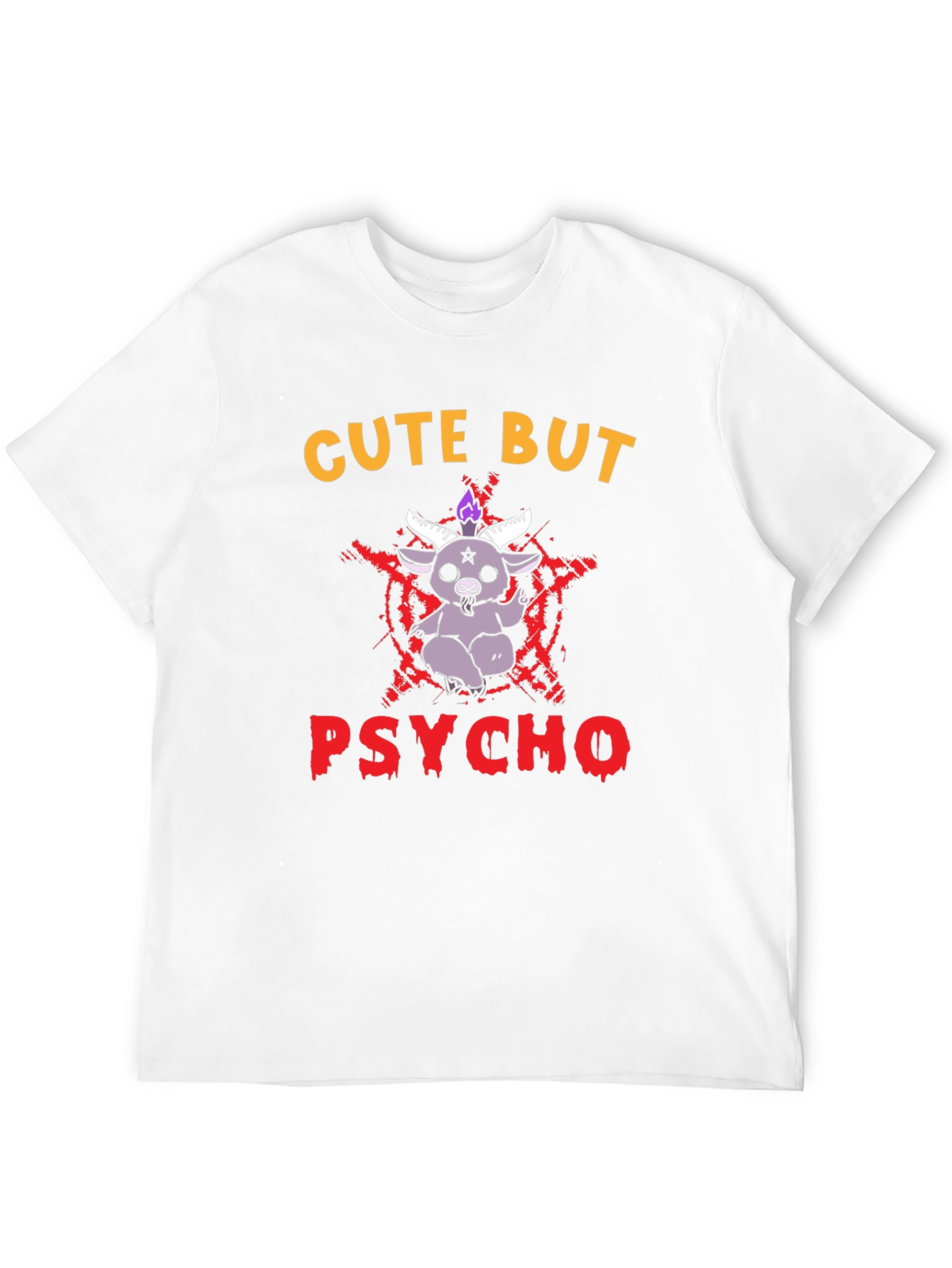 Black Cute But Psycho T-Shirt - Baphomet Graphic Tee view 12