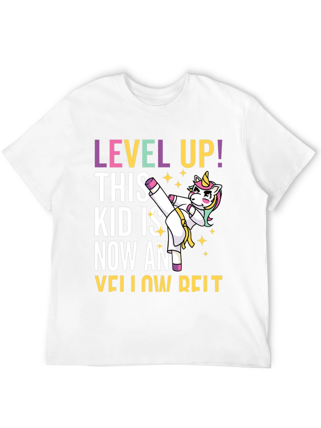 Black Level Up Yellow Belt Unicorn T-Shirt view 12