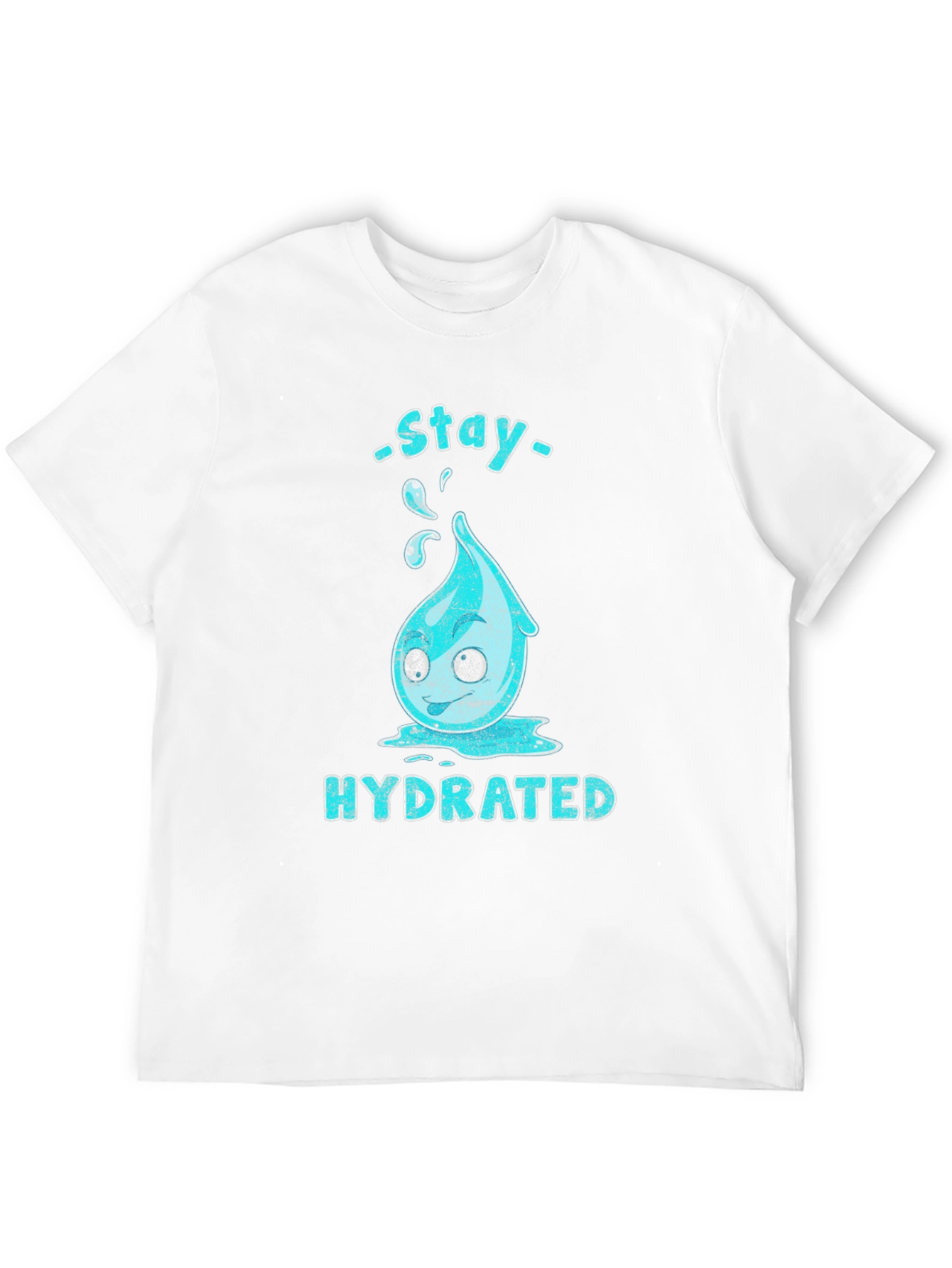 Black Stay Hydrated Cartoon Waterdrop Graphic T-Shirt view 12