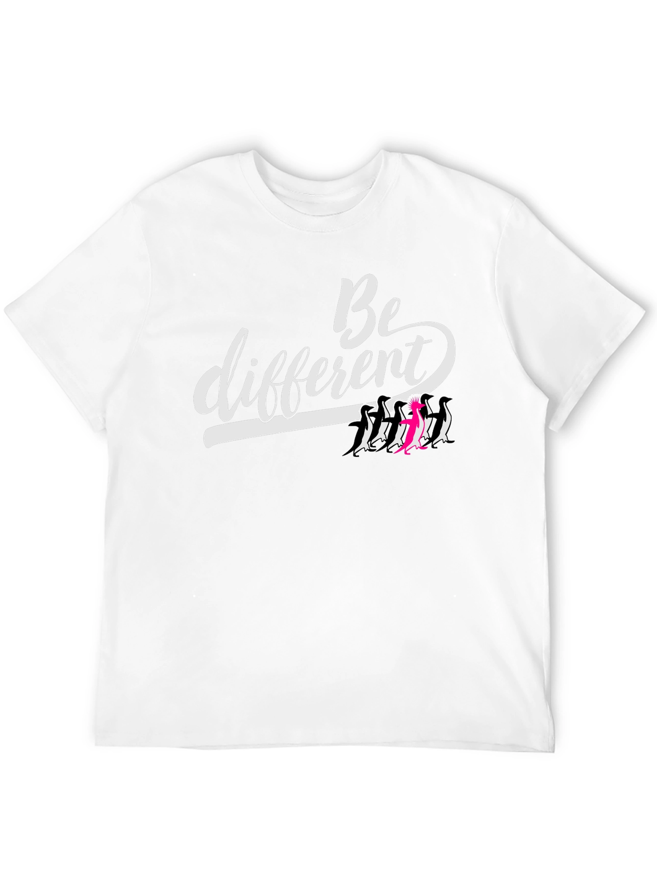 Black Be Different Graphic Tee - Unique Penguin Design view 12