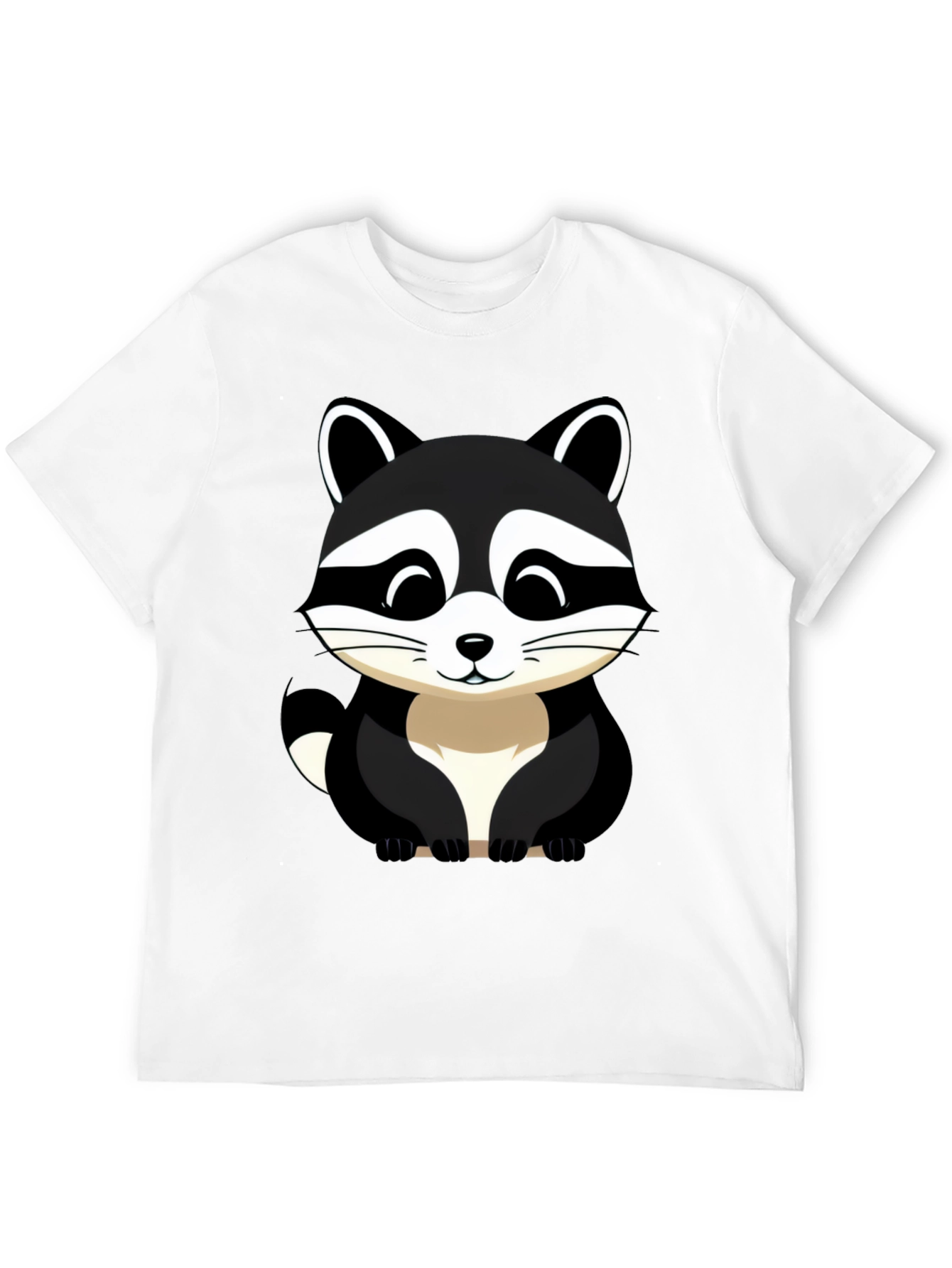 Black Cute Raccoon Graphic Tee - Black Cotton Blend view 12