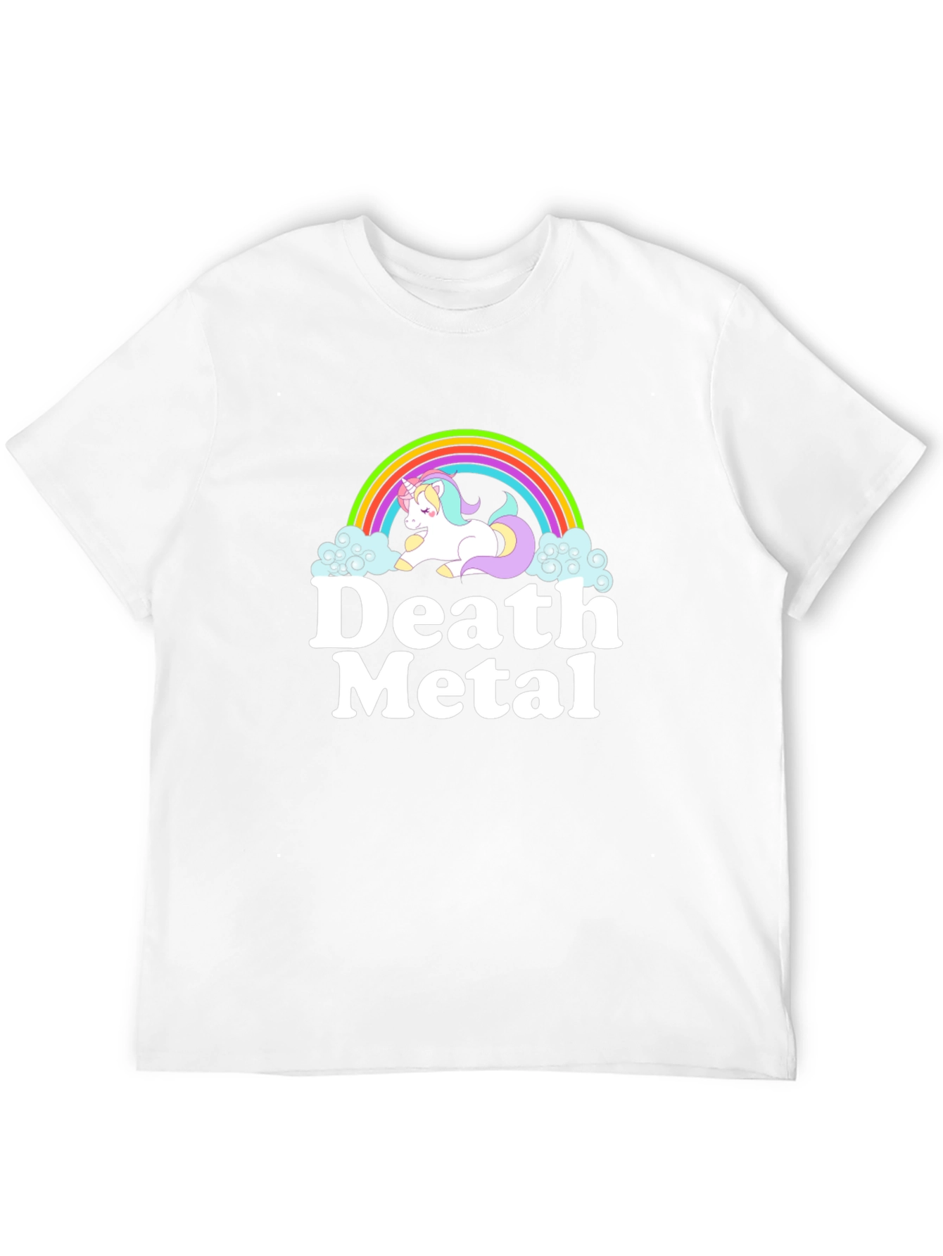 Black Death Metal Unicorn Rainbow Black T-Shirt view 12