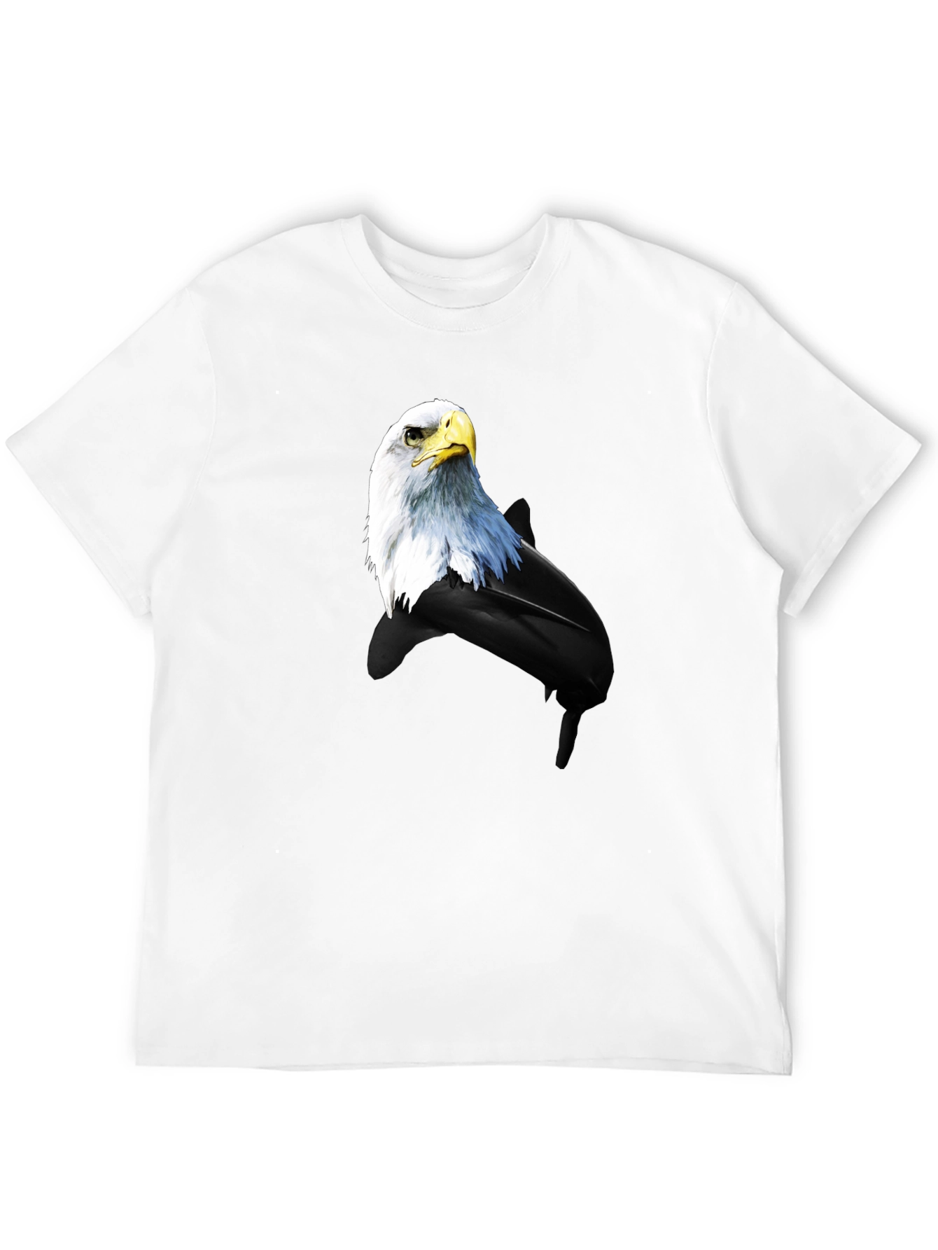 Black Eagle and Dolphin Graphic Tee - Black Cotton Blend view 12