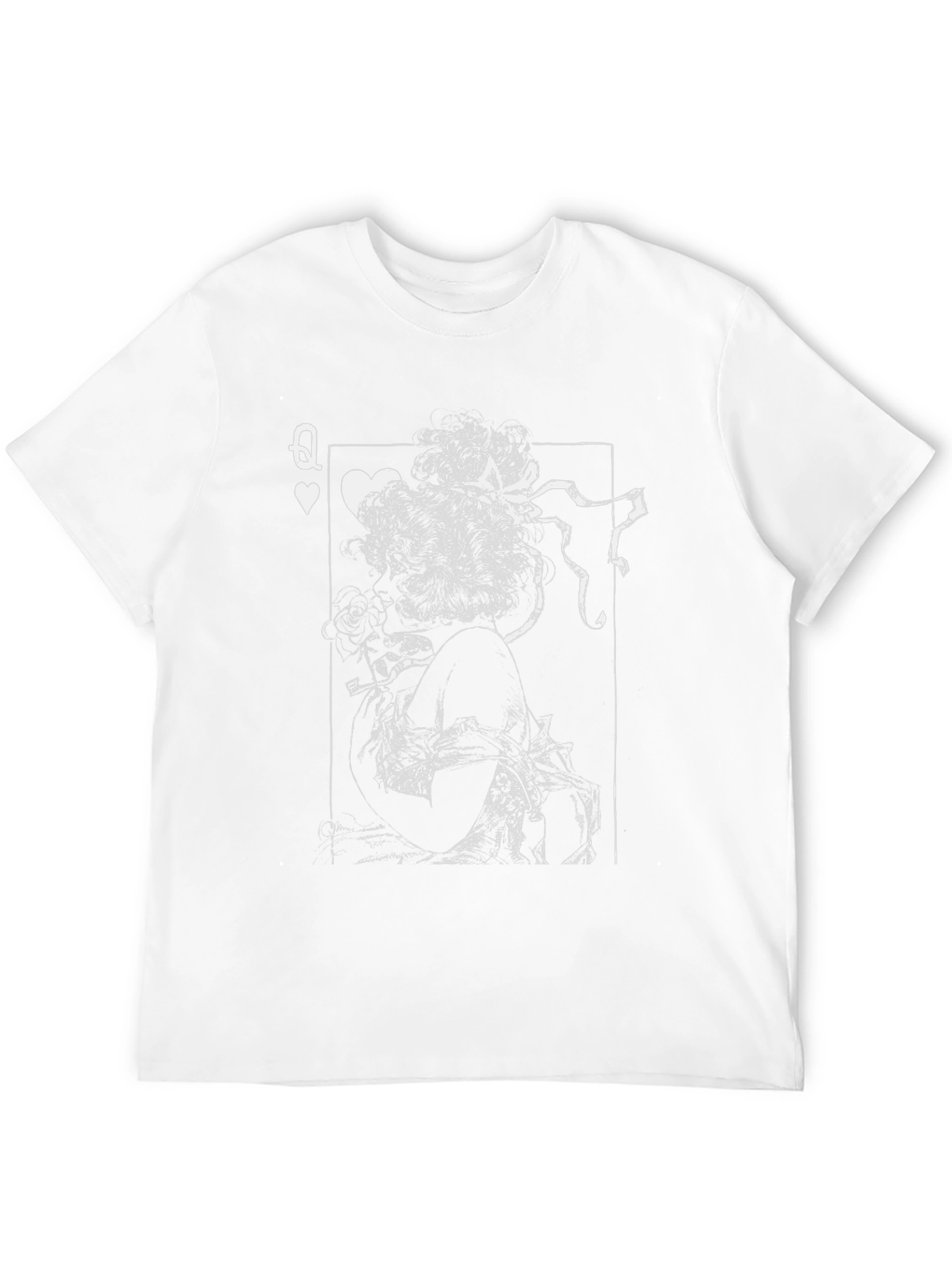 Black Queen of Hearts Graphic Print T-Shirt - Black view 12
