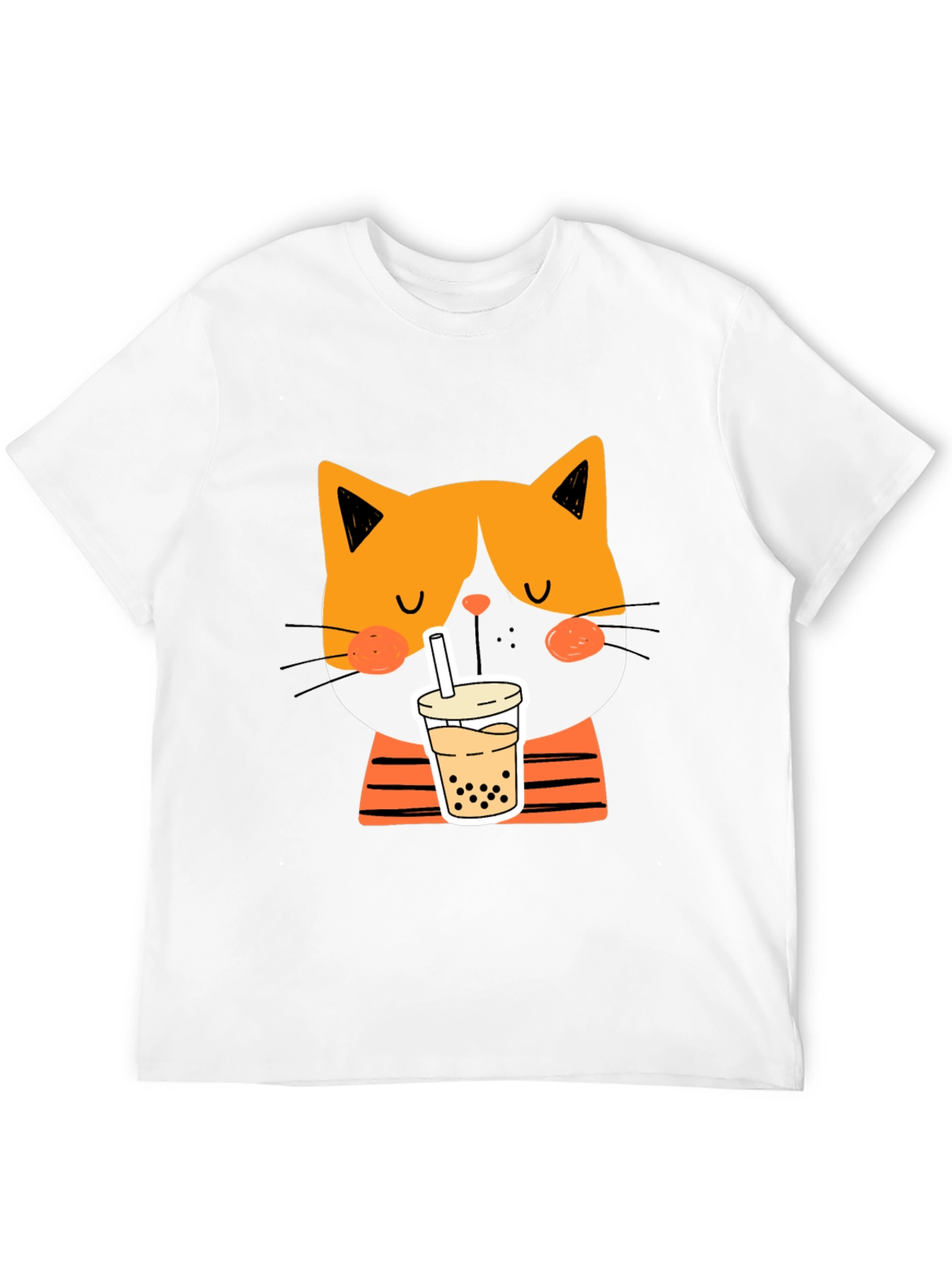 Black Cat Drinking Bubble Tea T-Shirt view 12