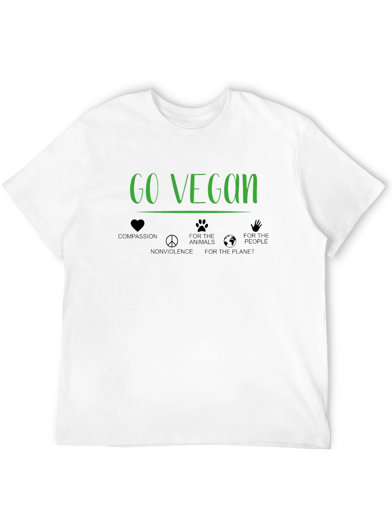 Go Vegan Compassion Graphic Tee - Black Cotton T-Shirt - 12