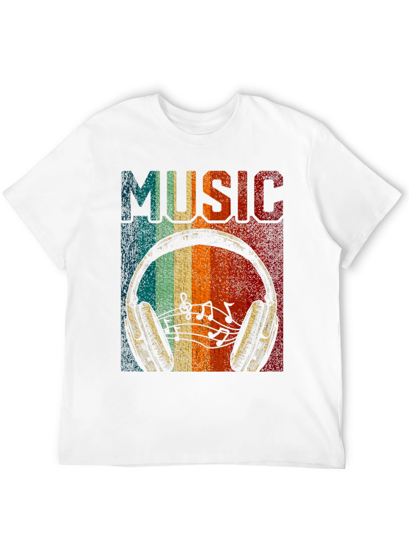 Black Retro Music Headphone T-Shirt view 12