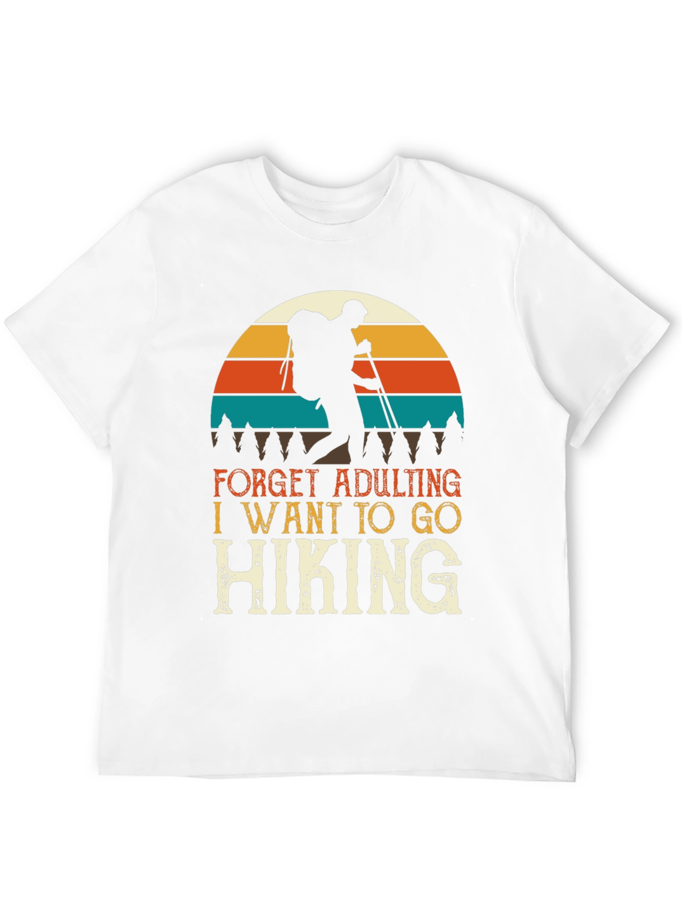 Black Hiking Adventure Tee: Forget Adulting, Go Hiking T-Shirt view 12