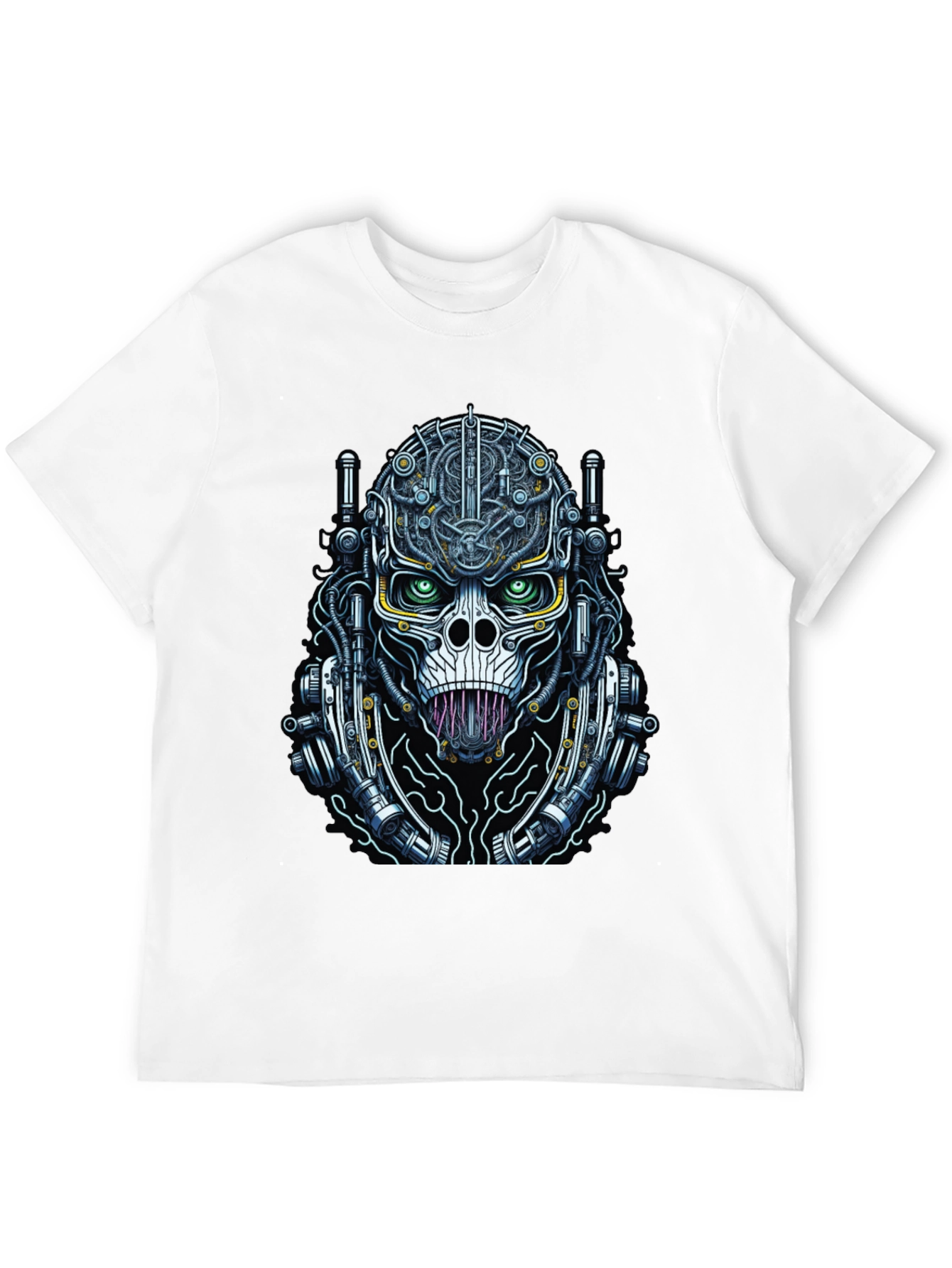 Black Cyberpunk Skull T-Shirt - Unique Graphic Tee view 12