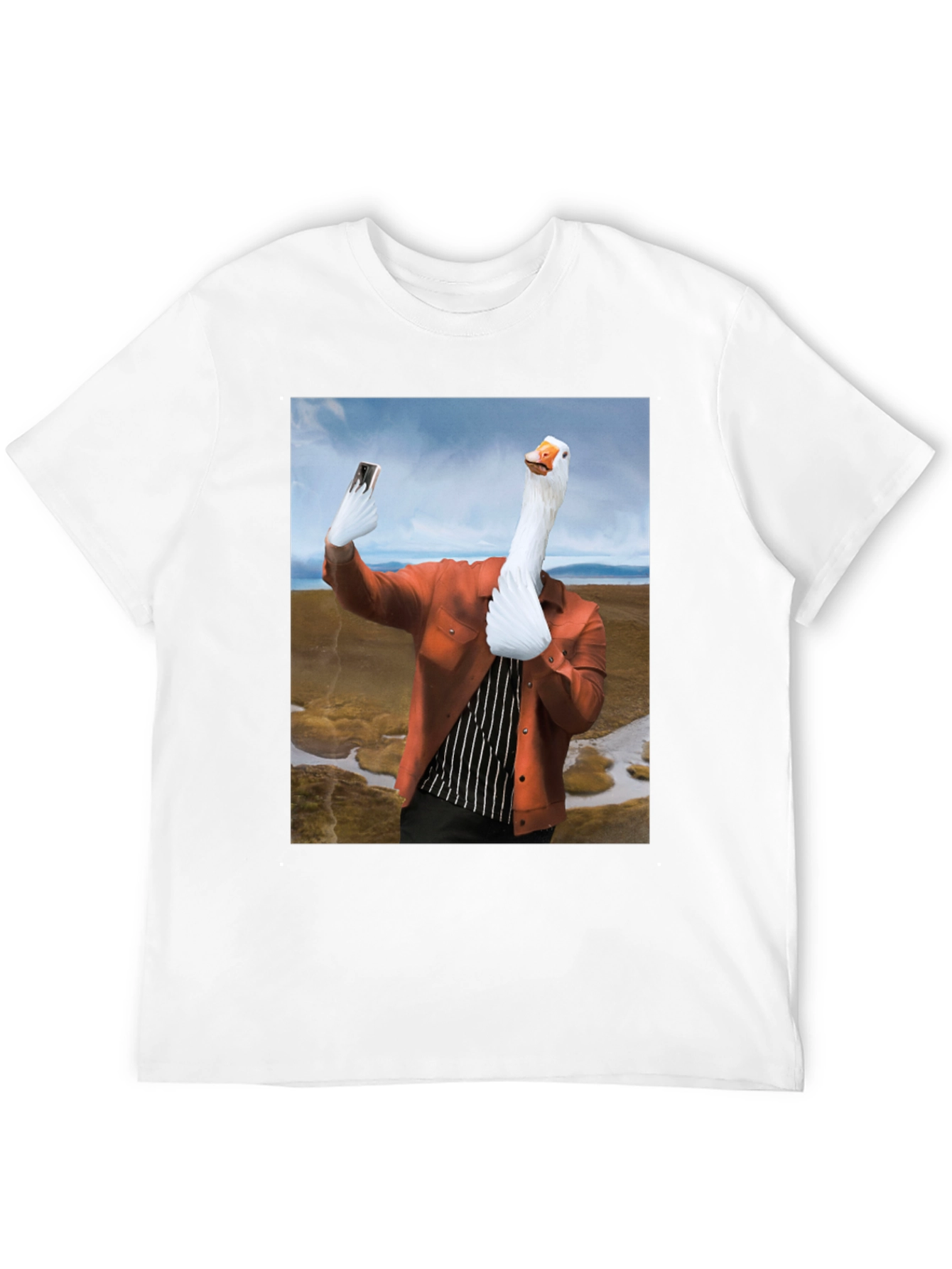Black Funny Goose Selfie T-Shirt view 12
