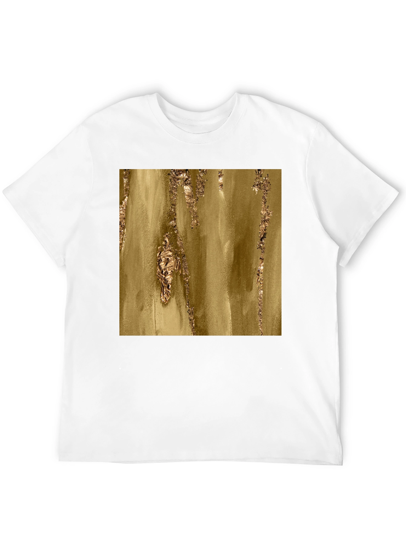 Black Abstract Gold Foil Print Black T-Shirt view 12