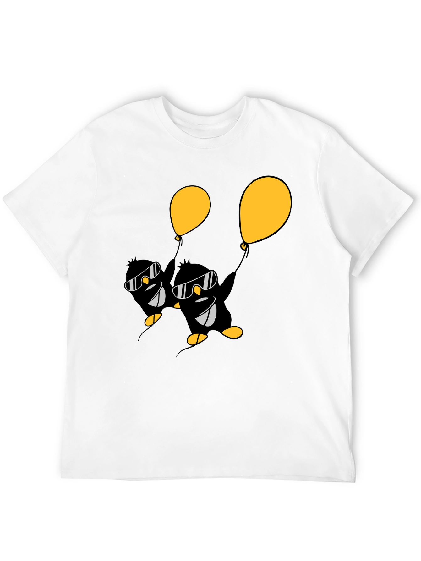 Black Cool Penguin Balloon Graphic Tee - Black view 12