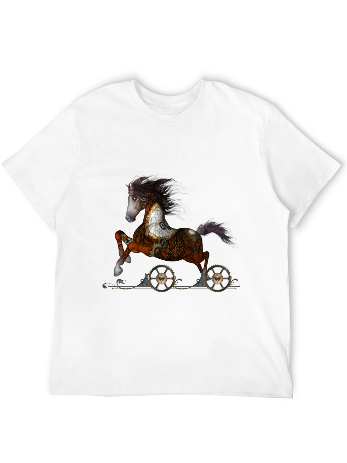 Black Steampunk Horse T-Shirt - Unique Graphic Tee view 12