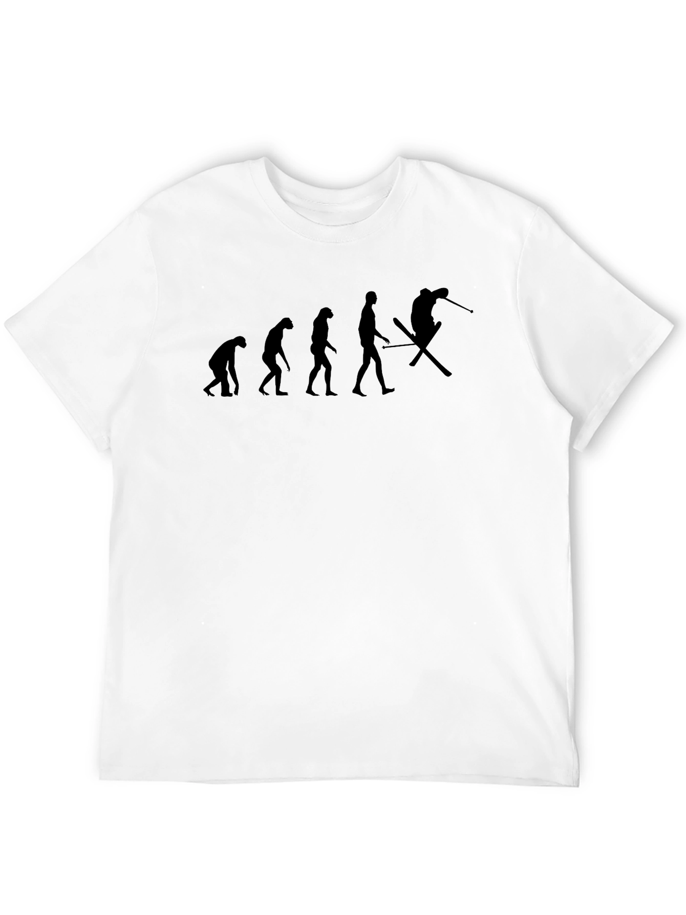 Black Evolution of Skiing T-Shirt - Black Cotton Tee view 12
