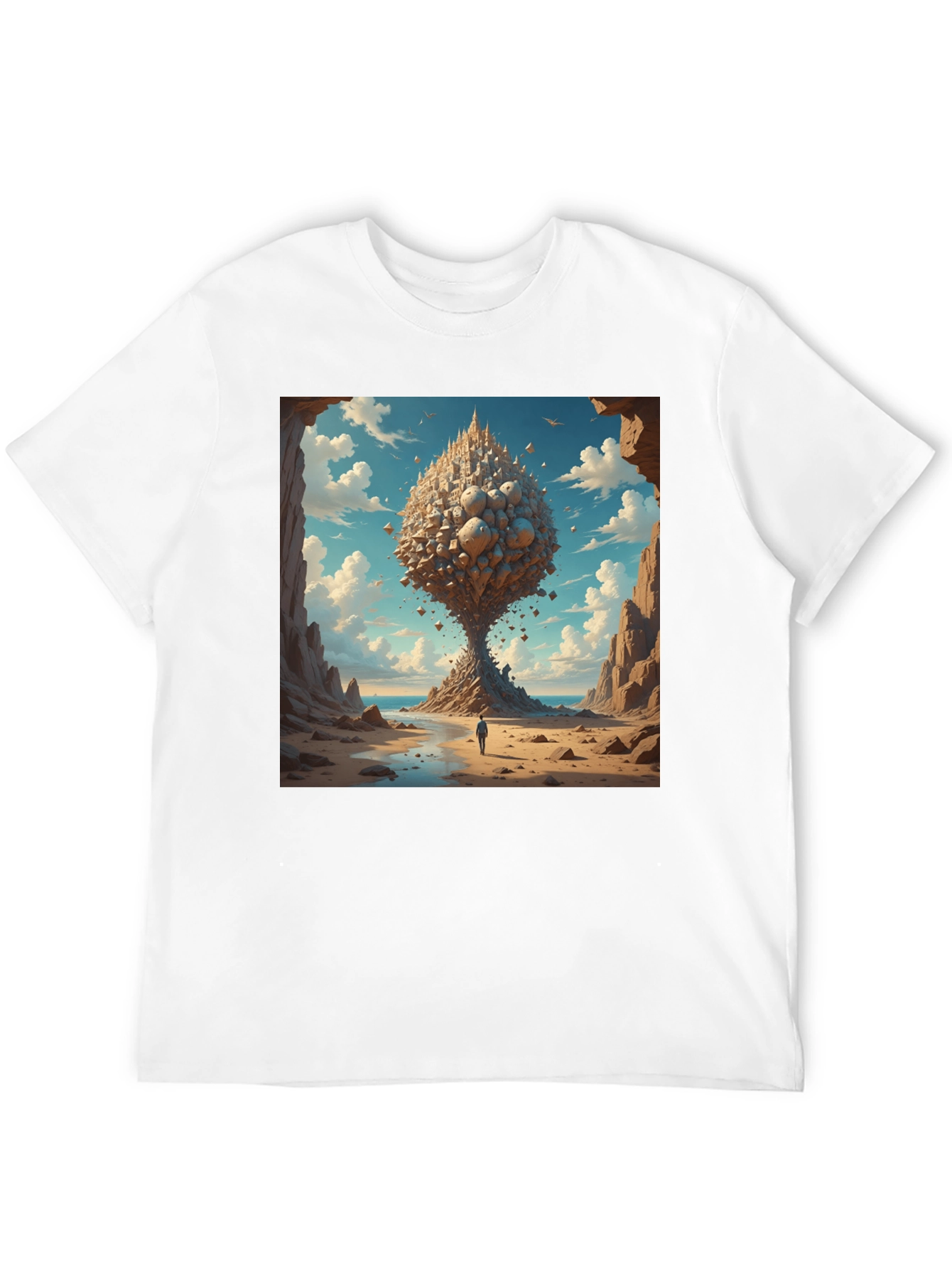 Black Surreal Landscape Graphic Tee - Black Cotton Blend view 12