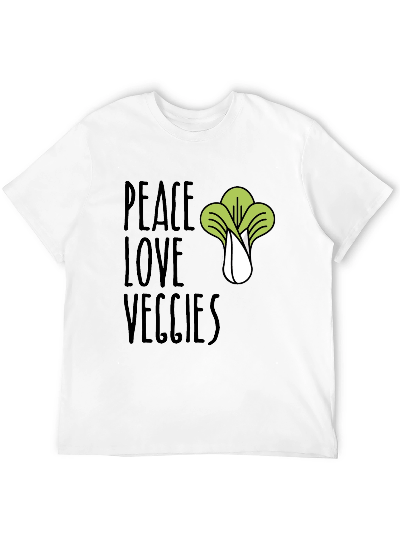 Black Peace Love Veggies T-Shirt - Vegan Friendly view 12