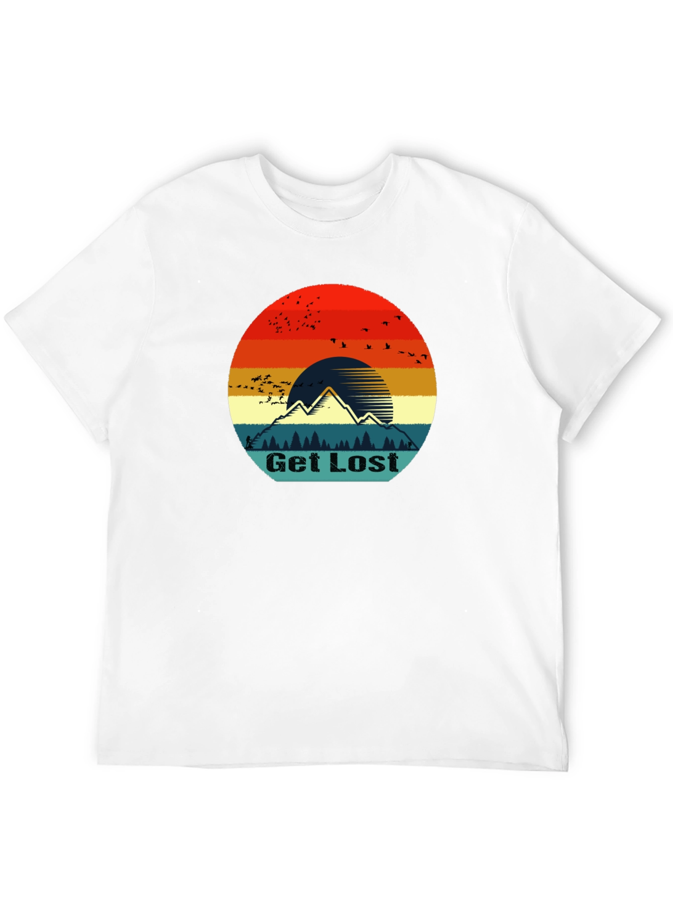 Black Get Lost Retro Mountain Graphic T-Shirt view 12